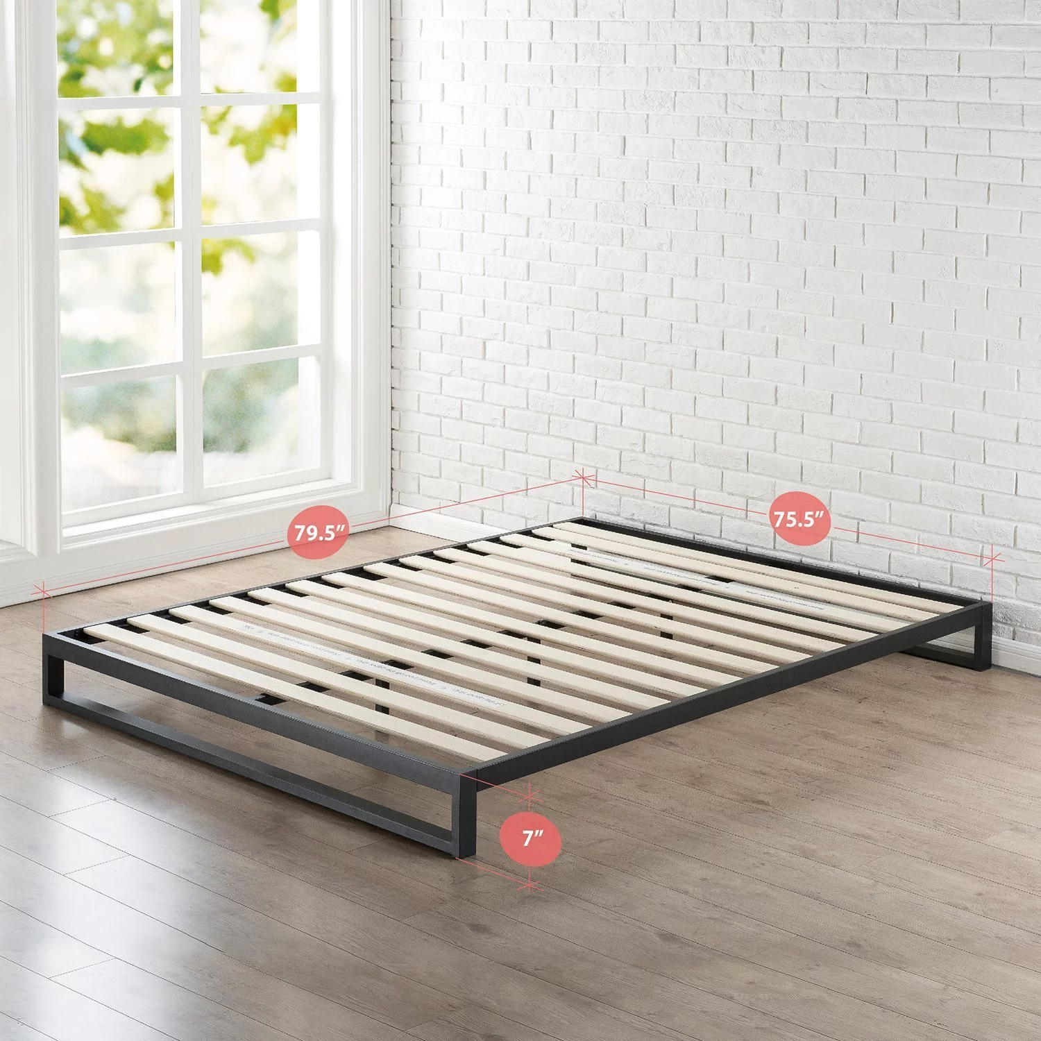 Zinus Trisha 7 Inch Heavy Duty Low Profile Platform Bed Frame/Mattress Foundation/Box Spring Optional/Wood Slat Support, King, OLB-SSBF-7K, Black Standard Platform Bed Frame