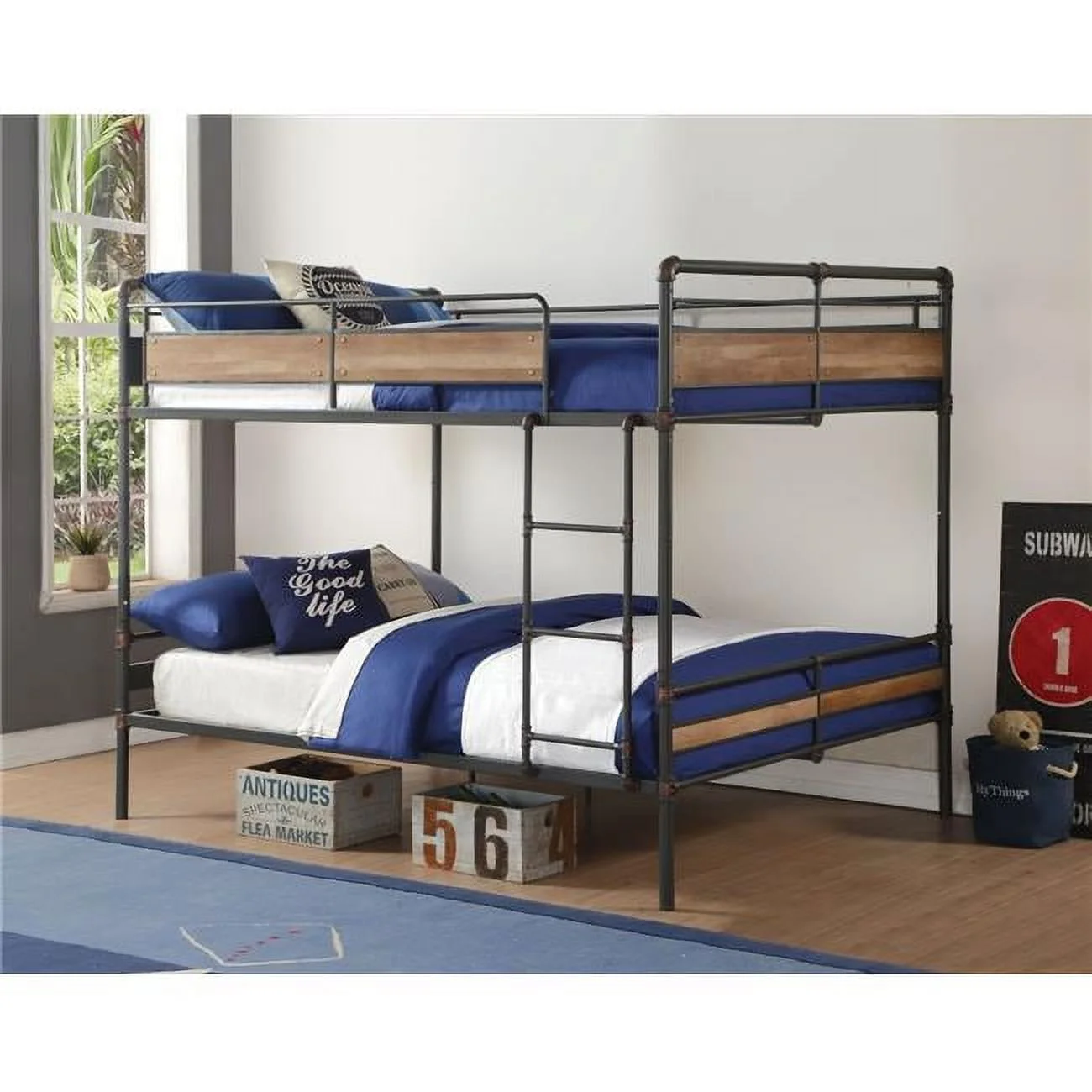 2 Piece Brantley II Queen & Queen Size Bunk Bed - Sandy Black & Dark Bronze Hand-Brushed - 68 x 83 x 65 in.