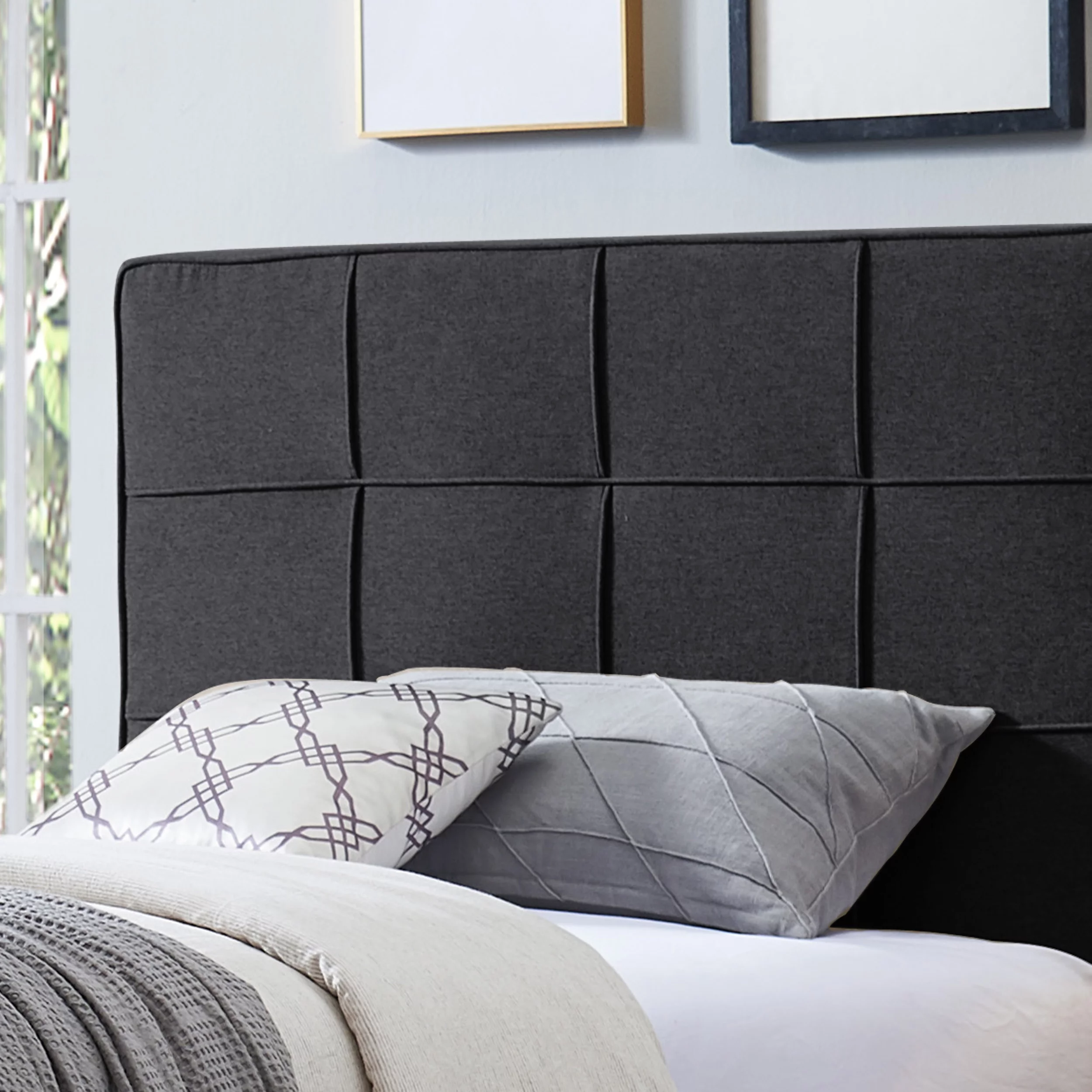 Noble House Maleiyah Contemporary Fabric Upholstered Twin Bed Platform, Black