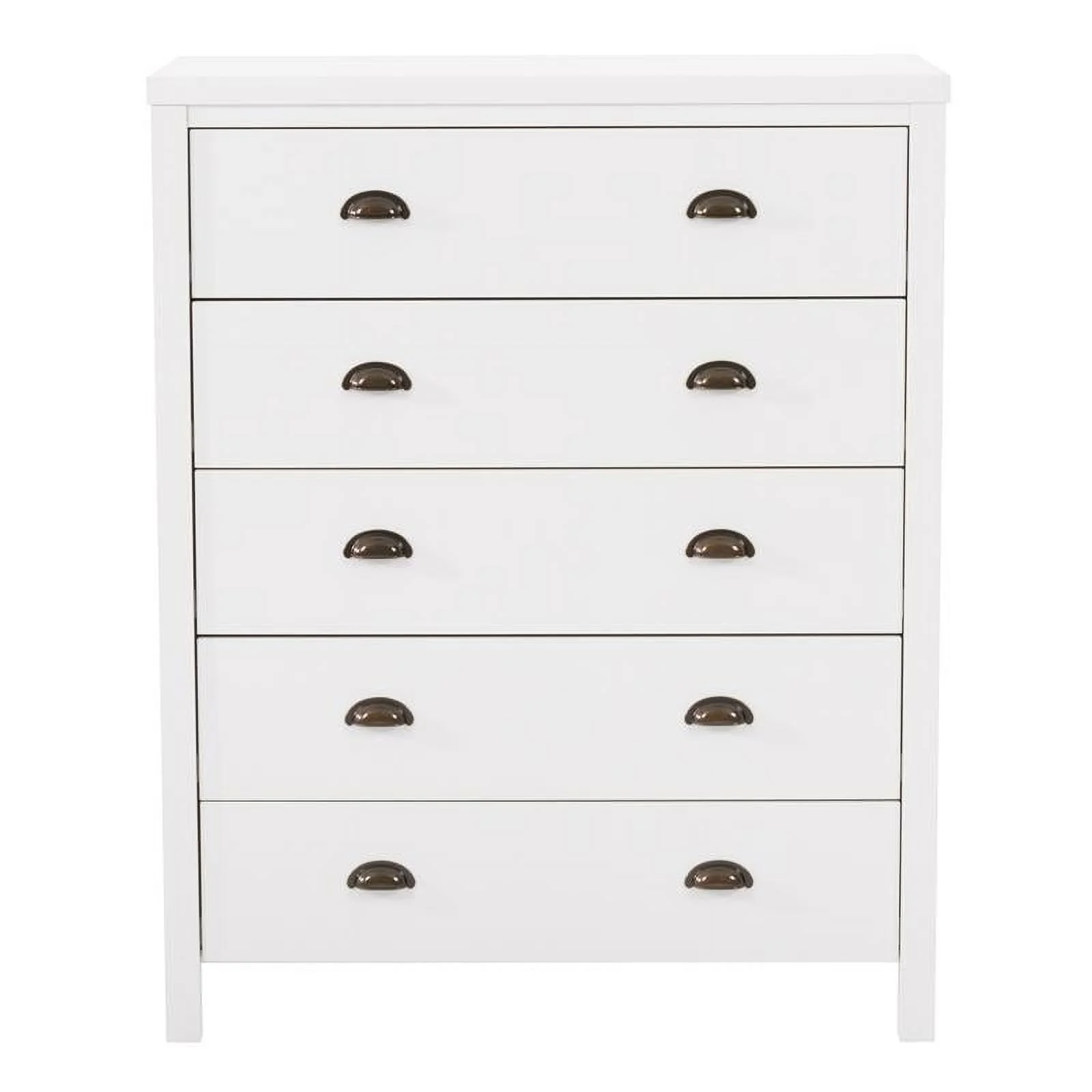 Bowery Hill 5-Drawer Modern Engineered Wood Tall Dresser in Classic White