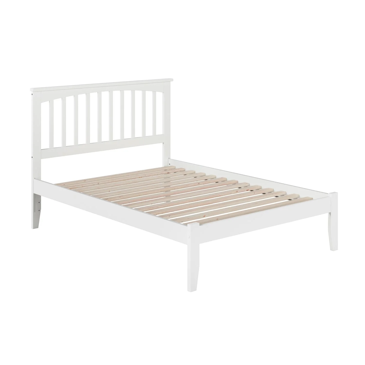 AFI Mission Full Platform Bed with Open Foot Board in White