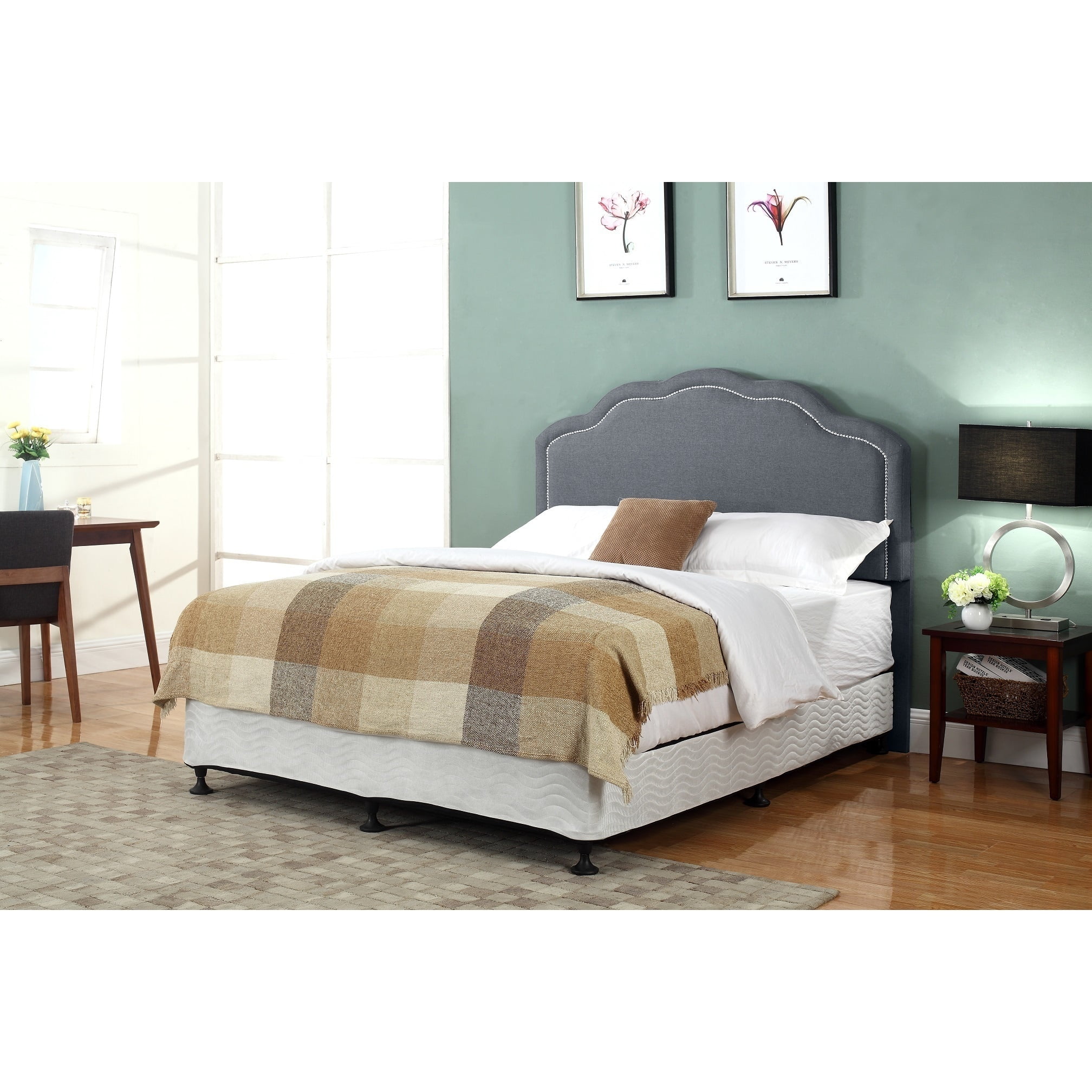 US Pride Furniture Renee Fabric-upholstered Panel Headboard with Nailhead Trim