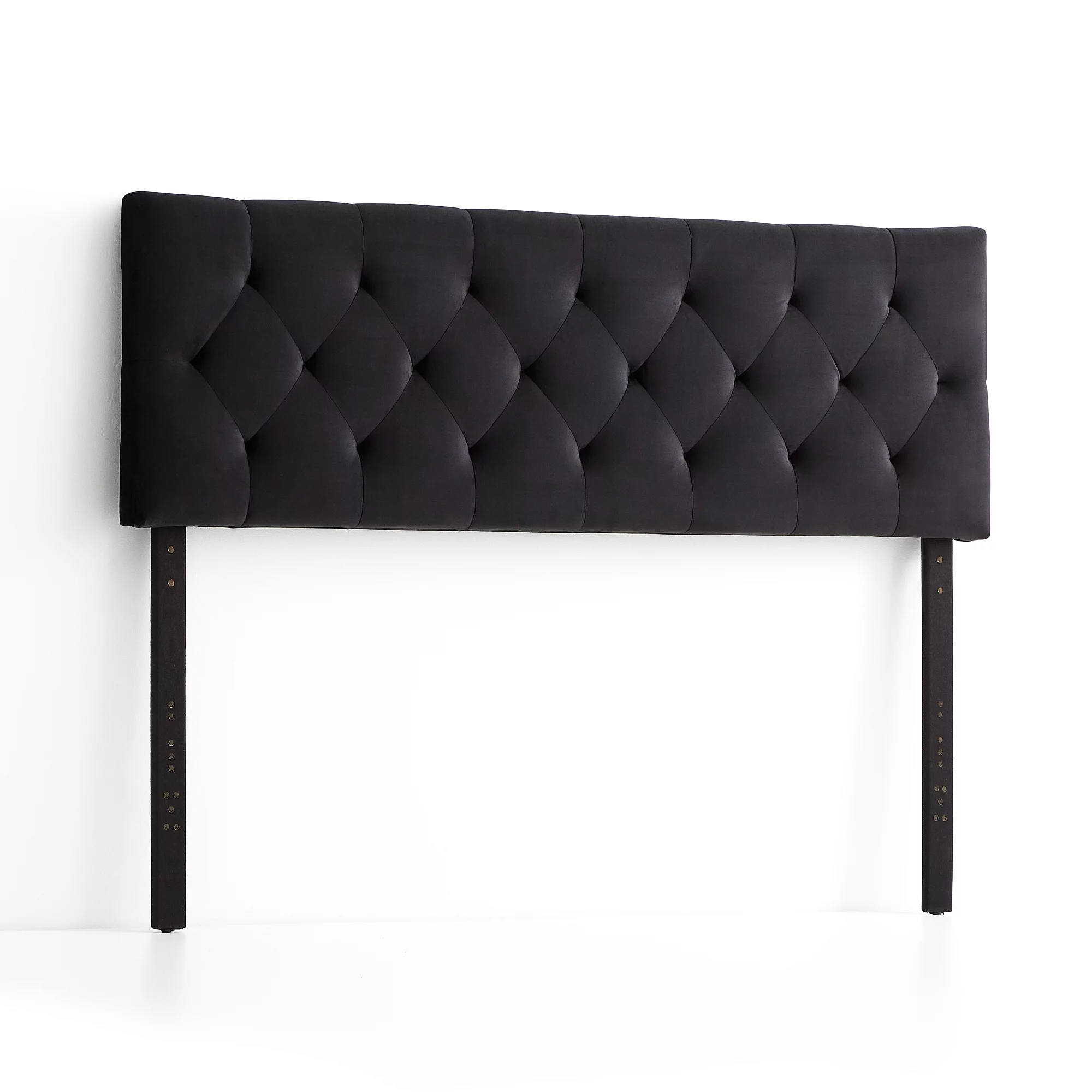 Rest Haven Tufted Velvet Upholstered Headboard, California King, Black