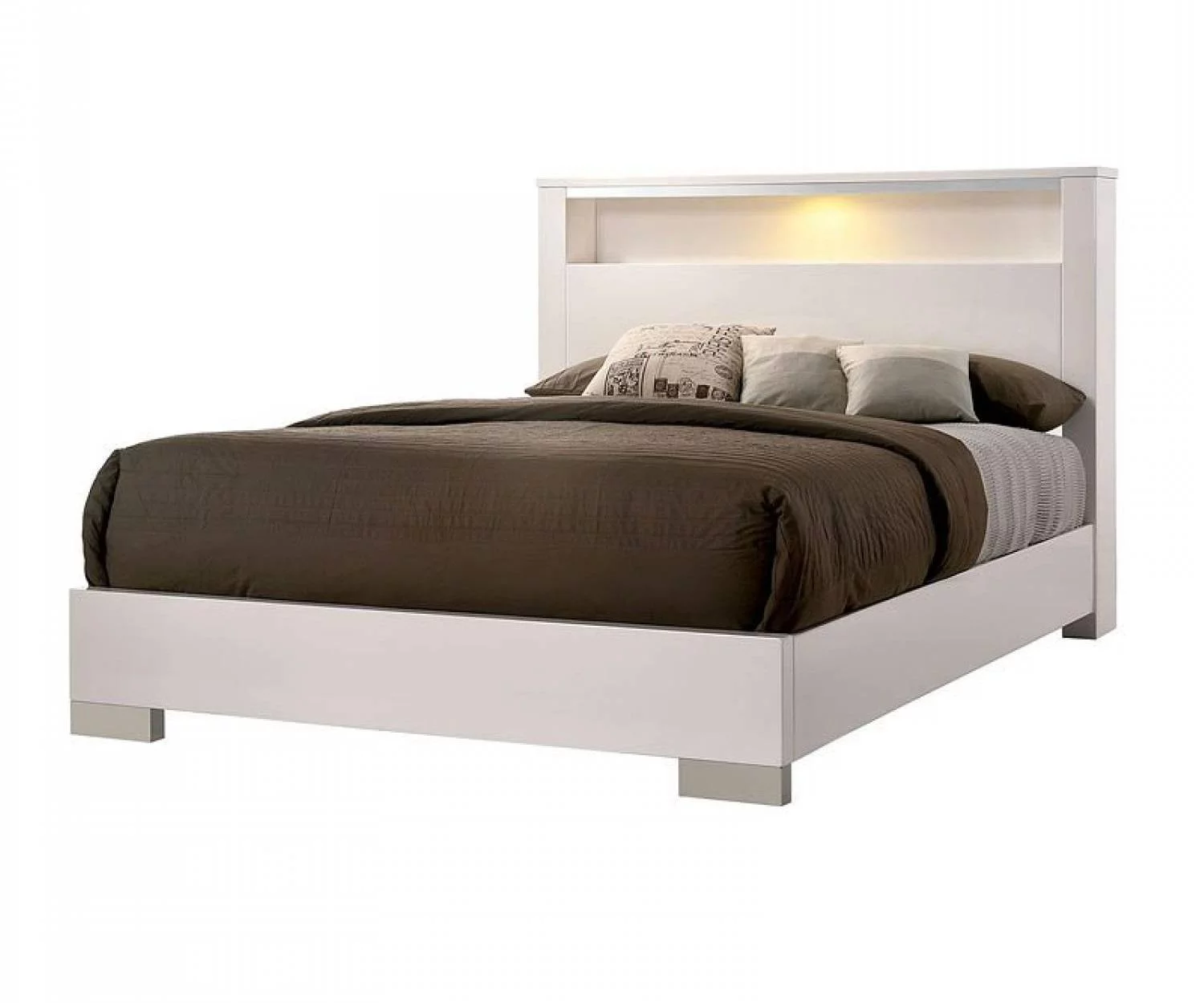 Contemporary White Solid Wood Queen Bedroom Set 6pcs FOA CM7049WH Carlie