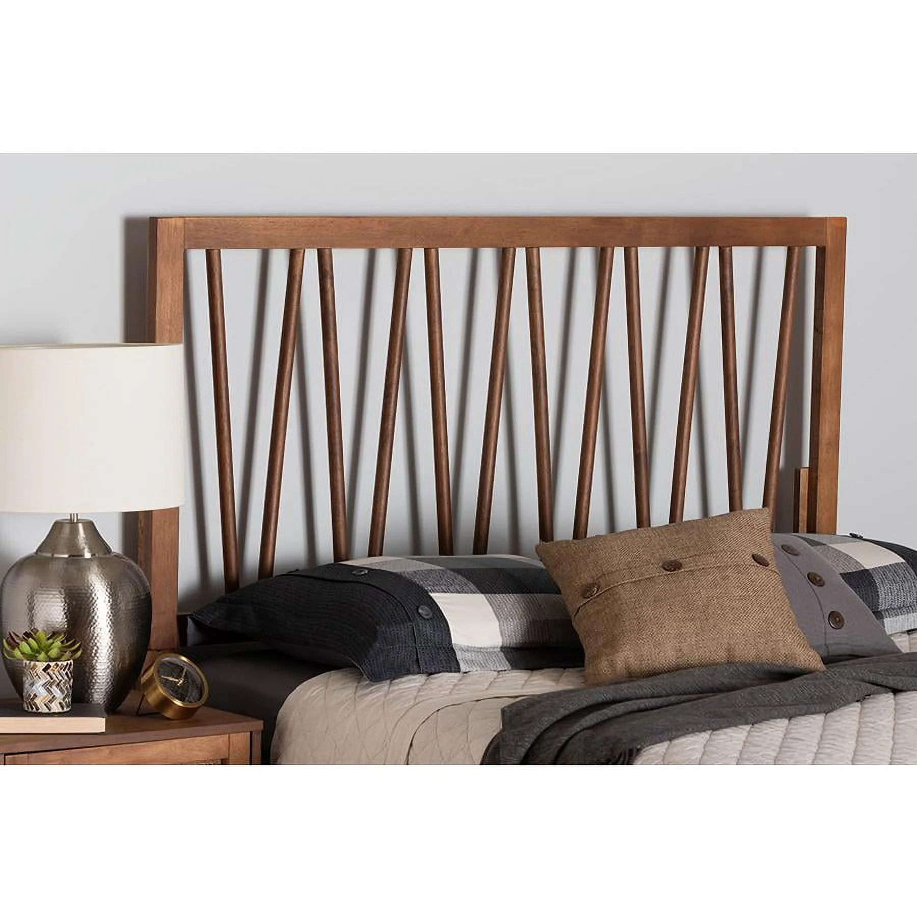Baxton Studio Rahela Modern Ash Walnut Finished Wood Queen Size Headboard