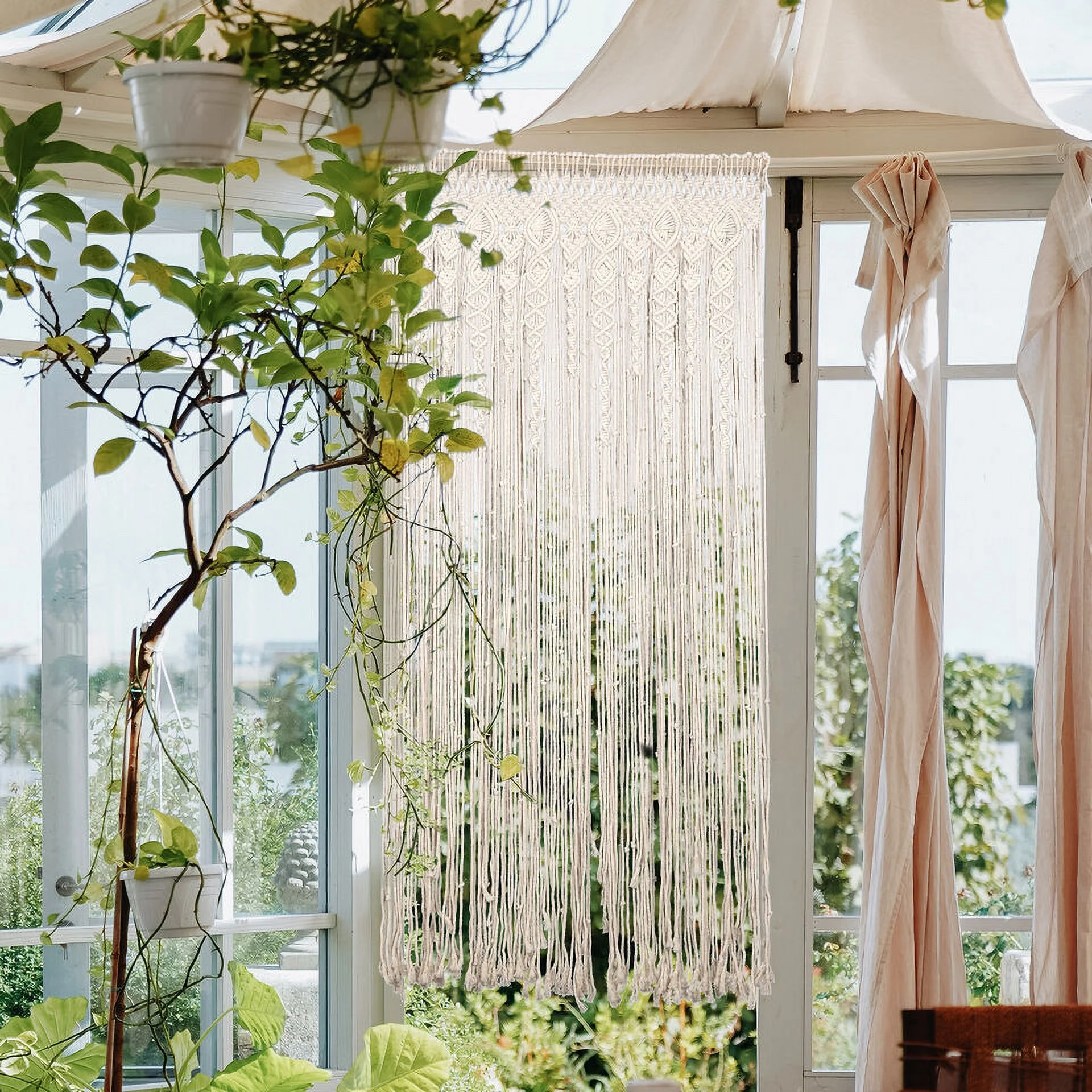 Curtain Boho Macrame Wall Hanging Handmade Doorway Window Wedding Backdrop 35