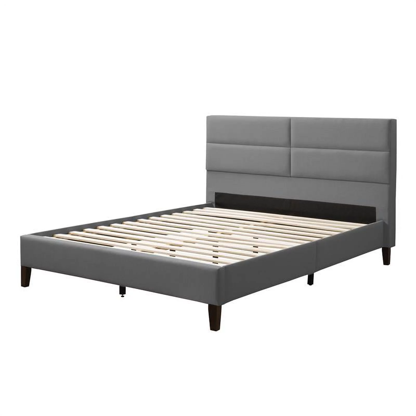 Atlin Designs Fabric Tufted Double/Full Size Bed in Light Gray