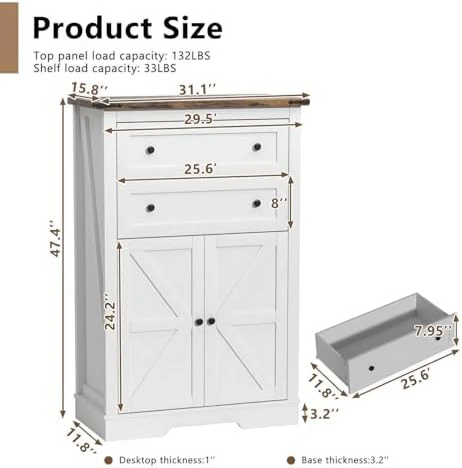 NLIBOOMLife Farmhouse Dresser for Bedroom Dressers Organizer Rustic Tall Chest of Drawers for Bedroom Living Room Hallway White