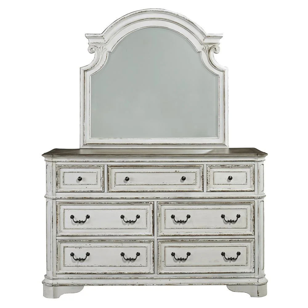 Magnolia Manor White Dresser & Mirror