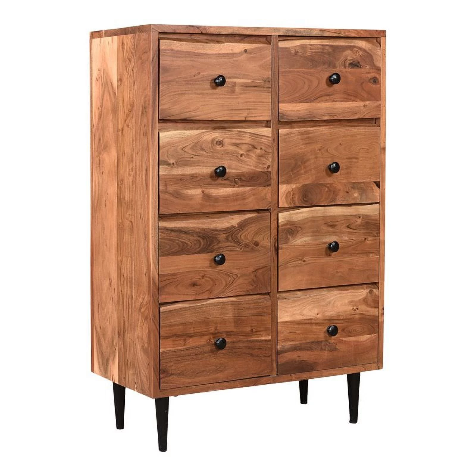 Taran Designs Harper 8-drawer Live Edge Solid Wood Chest in Brown/Black