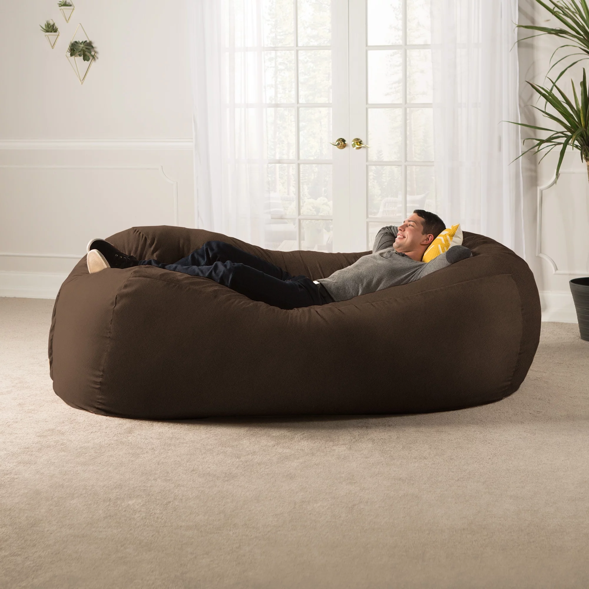 Jaxx 7 Foot Giant Bean Bag Sofa, Chocolate Microsuede
