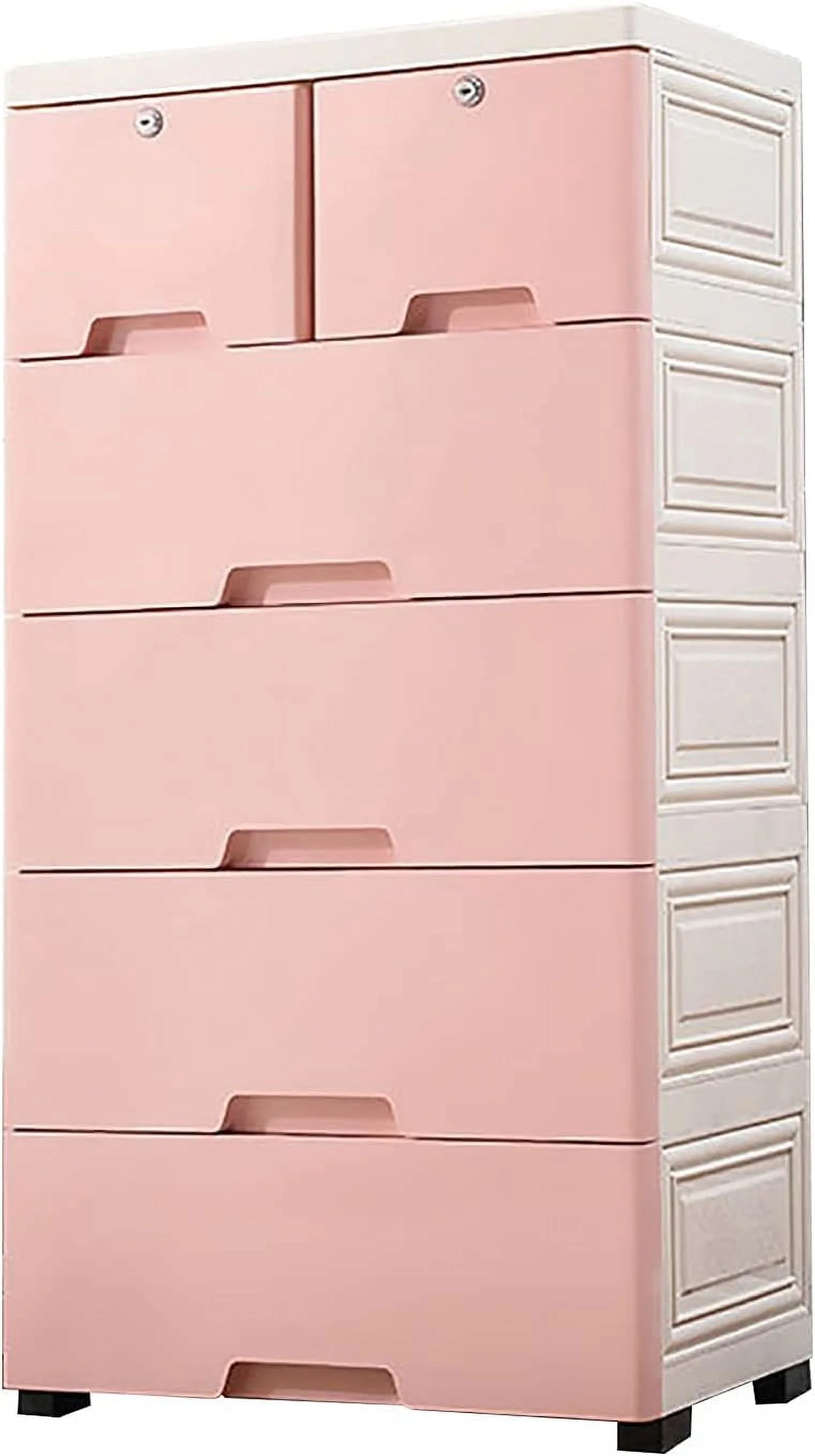 HBBOOMLIFE DENESTUS Plastic Cabinet 6 Drawers Dresser Small Closet Drawers Organizer Unit for Clothes Toys Bedroom Playroom (Pink)