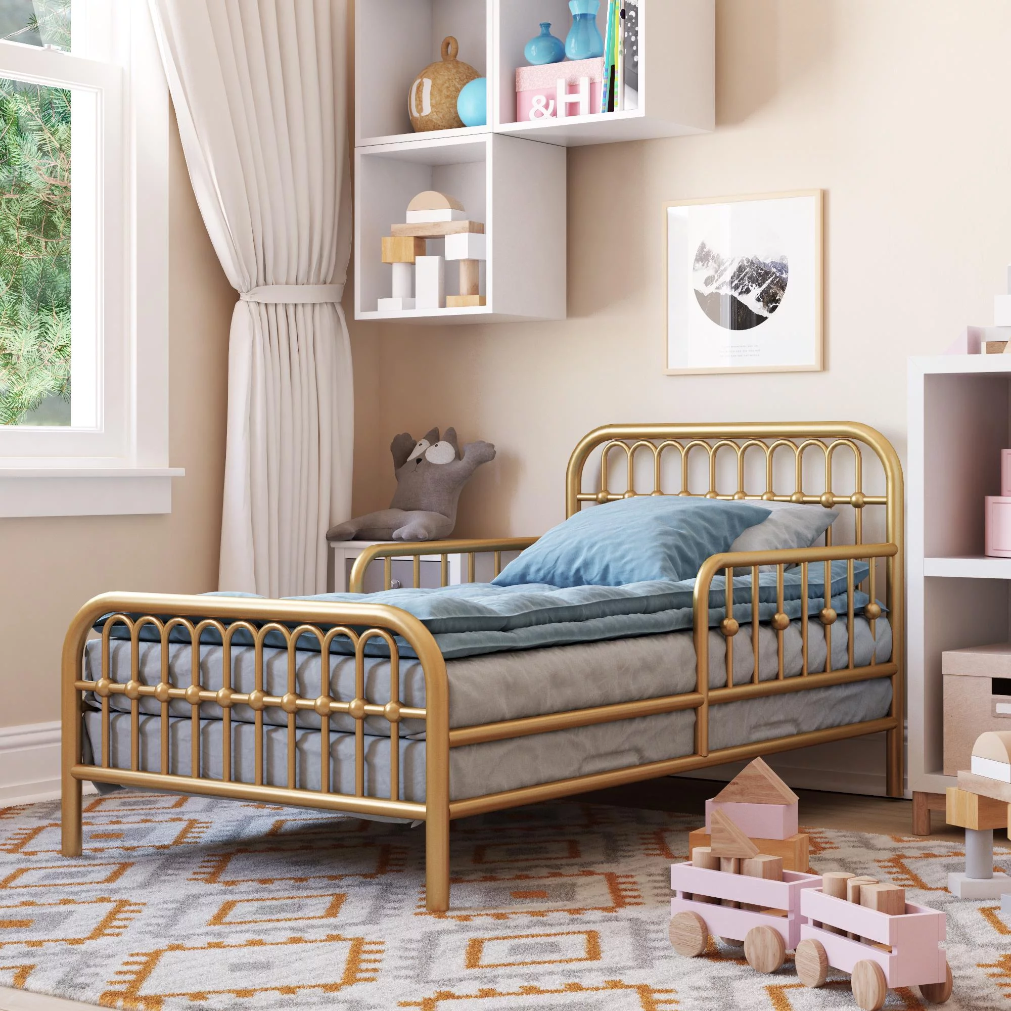 Little Seeds Monarch Hill Ivy Metal Toddler Bed, Gold