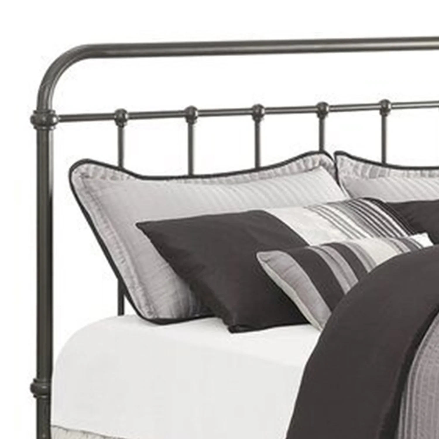 Benzara Metallic Eastern King Size Bed, Dark Bronze