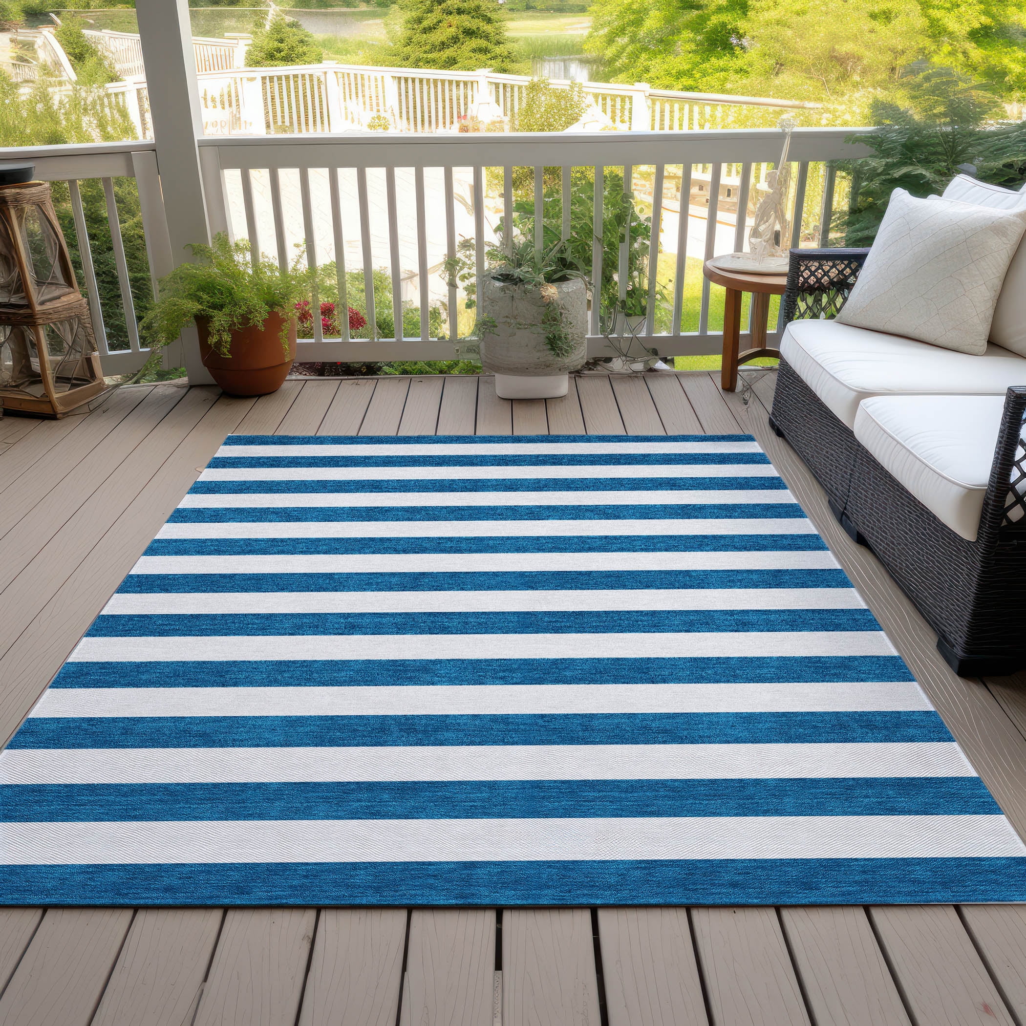 Addison Rugs Chantille ACN528 Navy 8' x 10' Indoor Outdoor Area Rug, Easy Clean, Machine Washable, Non Shedding, Bedroom, Living Room, Dining Room, Kitchen, Patio Rug