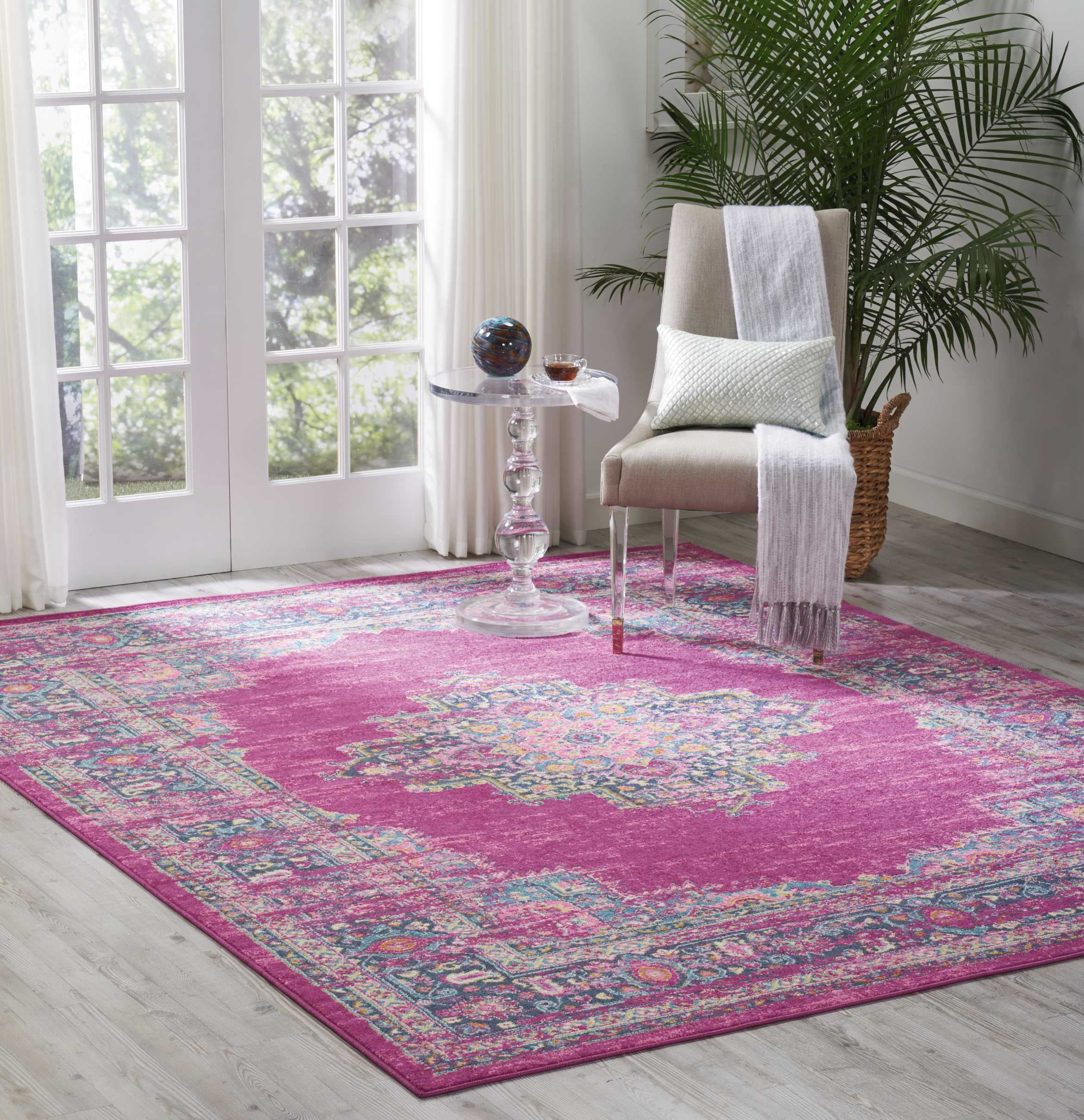 Nourison Passion Persian Fuchsia 8' x 10' Area Rug, (8x10)
