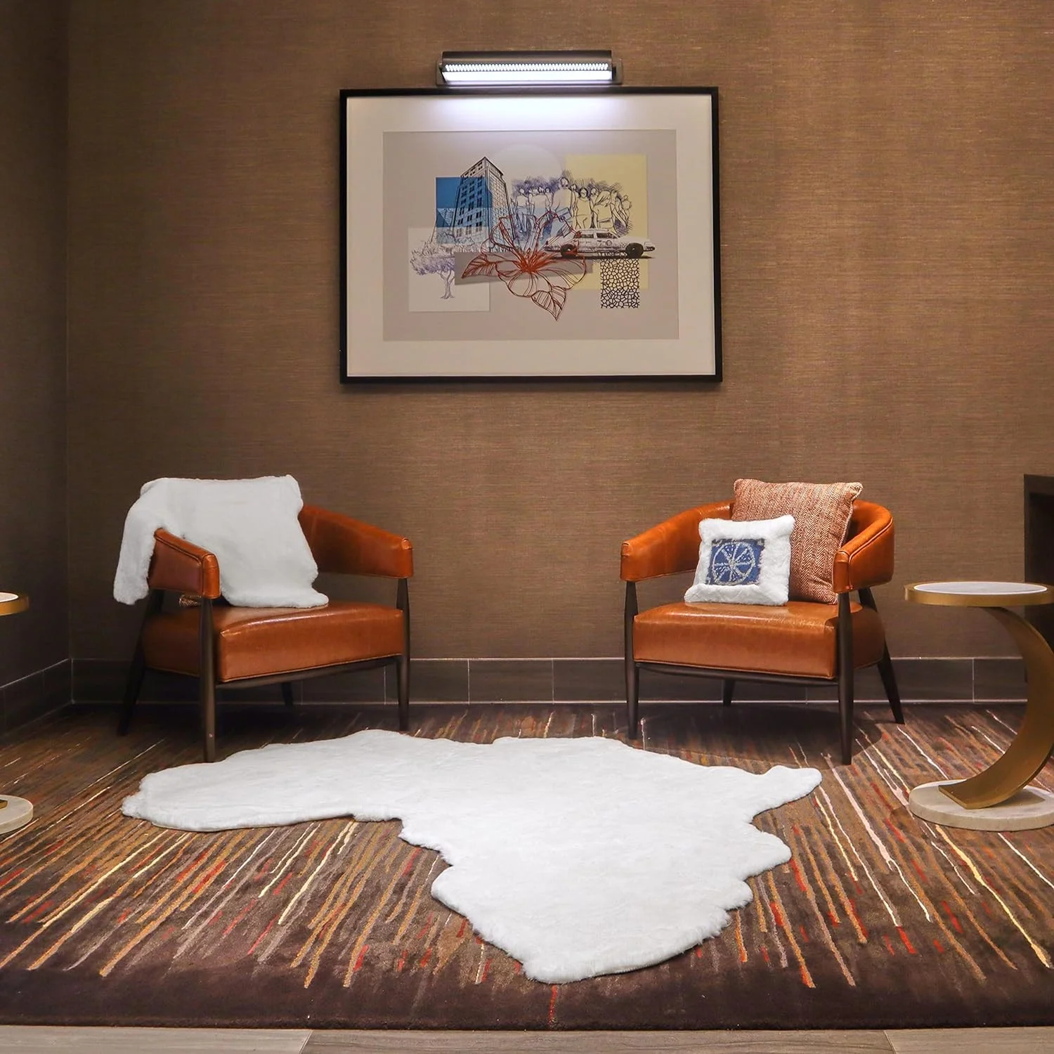 Lith Home African Decor for Home/Faux Rabbit Fur Area Rug Throw/Client Call It Impactful Gift - Soft Plush Luxurious Nursery, Living and Bedroom Floor, Chair Couch Sofa Bed Cover- 6x6 ft (White)