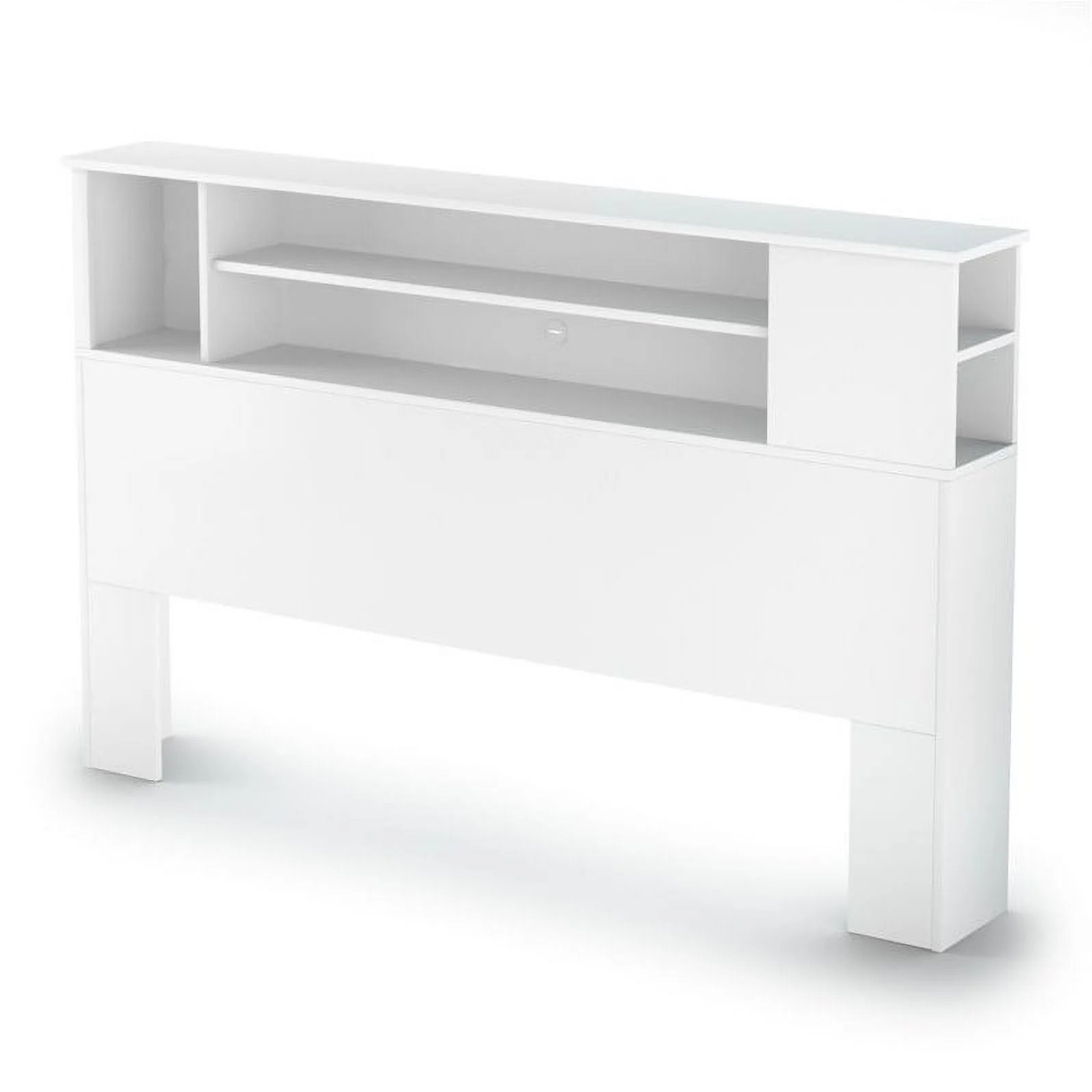 Home Square 2-Piece Set with Platform Bed & Queen Bookcase Headboard in White