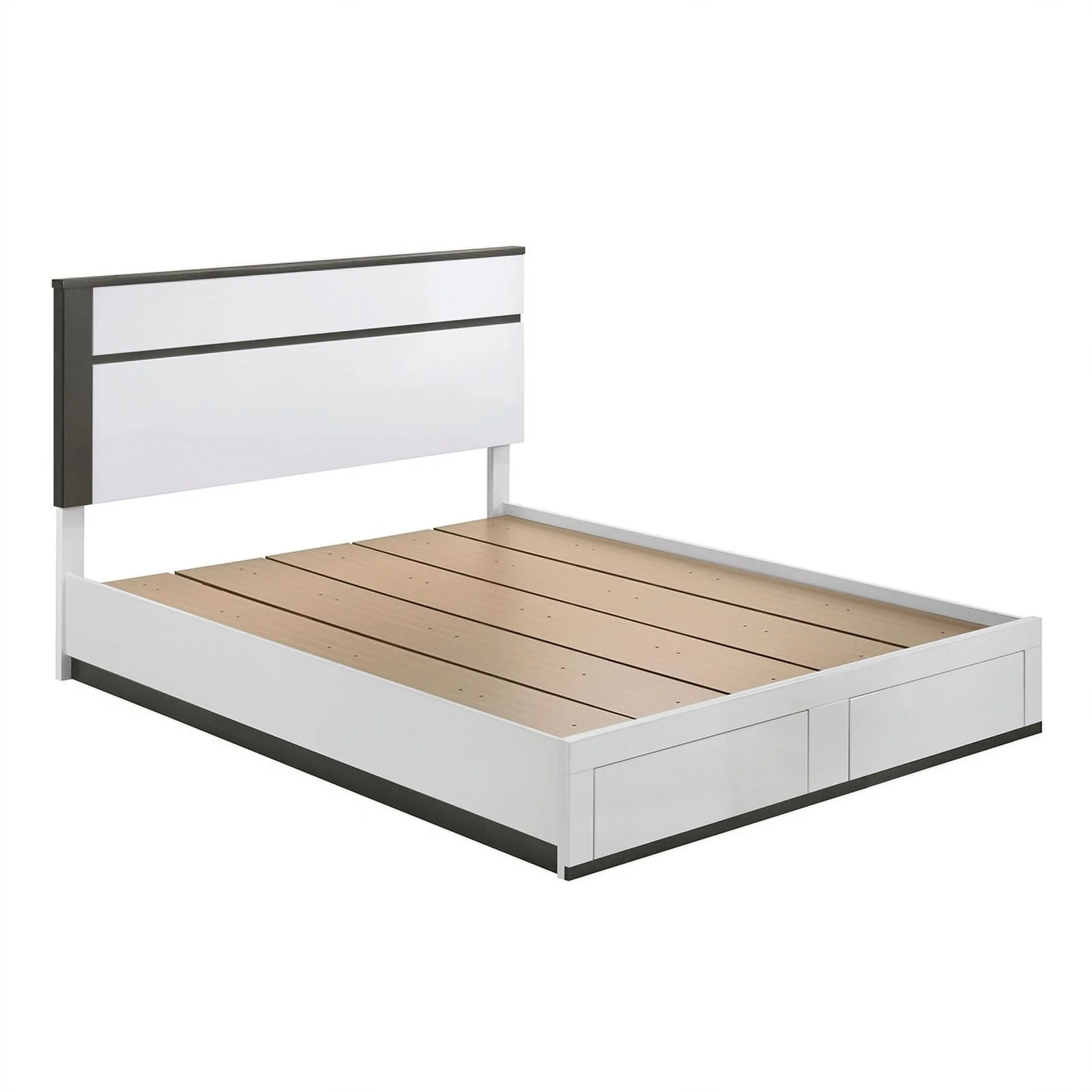 FOA Misti 5pc Wood White Storage Bed Set - Cal King+2 Nightstands+Dresser+Mirror