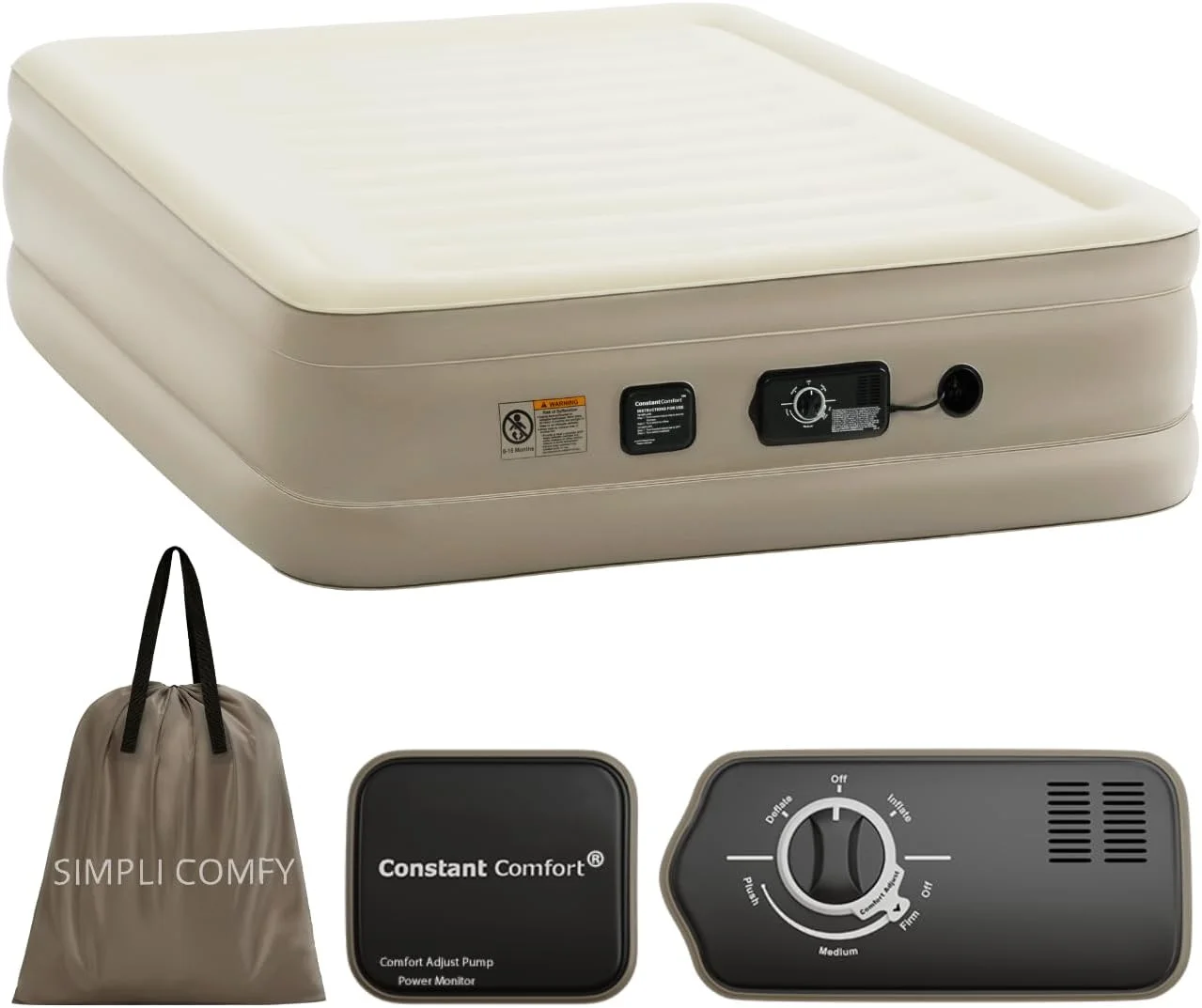 WAGEE Inflatable Queen Air Mattress with Built in Dual Pump Choose Your Firmness Level Self Inflating Blow Up Air Bed 18” Elevated for Home Guest Travel Relocate Camping