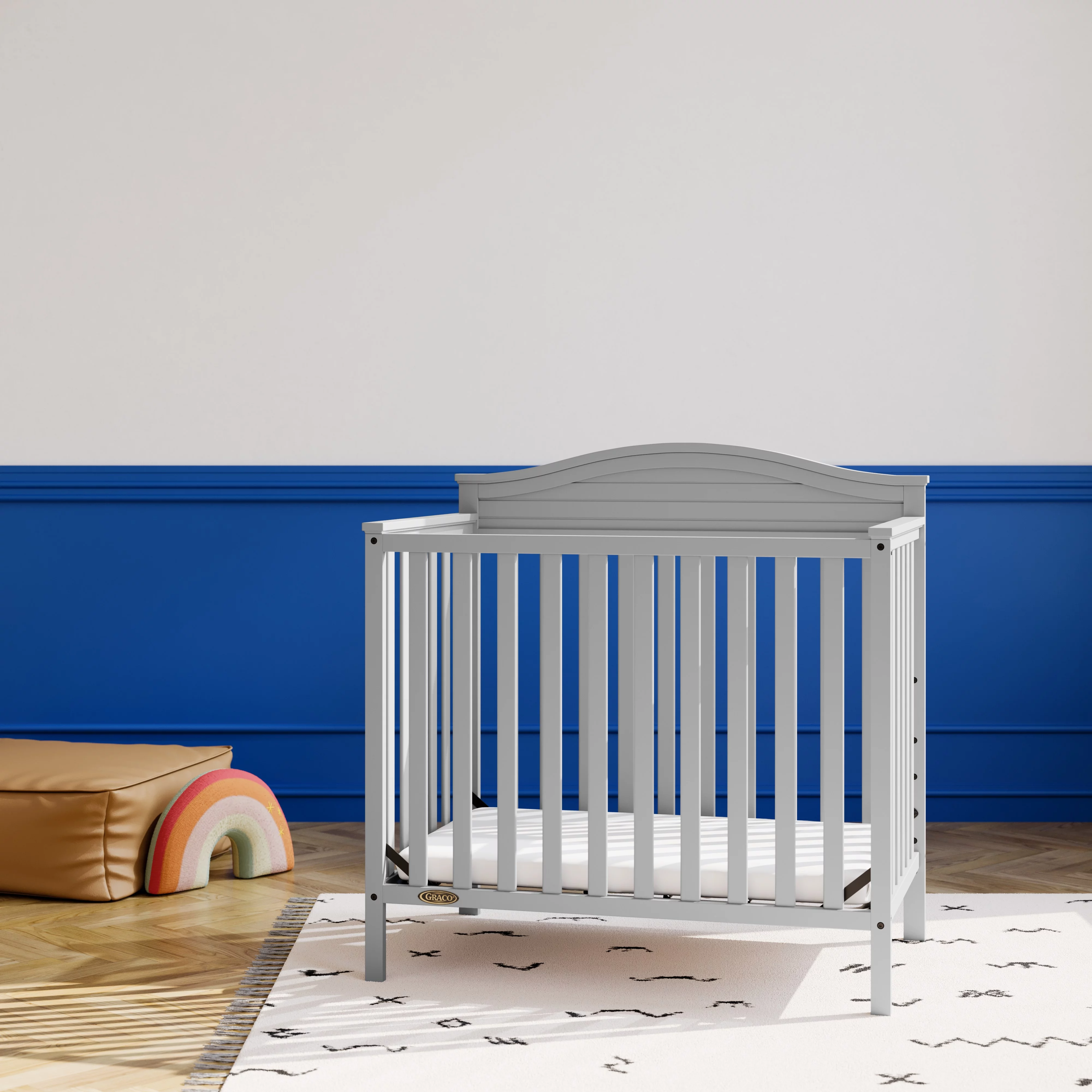 Graco Stella 4-in-1 Convertible Baby Mini Crib, Pebble Gray