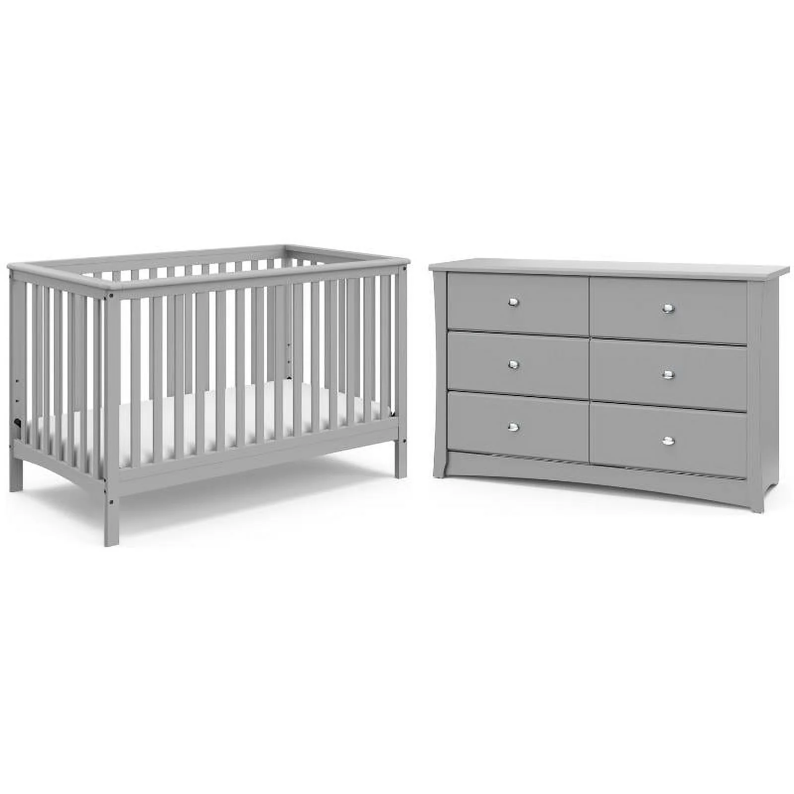 Home Square 2-Piece Set with Crib & 6-Drawer Dresser in Pebble Gray