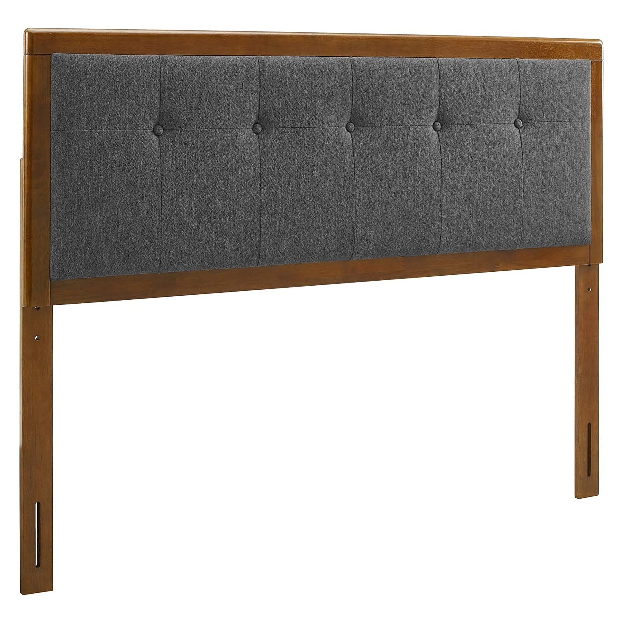 BSD National Supplies Marlin Traditional Charcoal Fabric Button Tufted Full Size Walnut Wooden Headboard