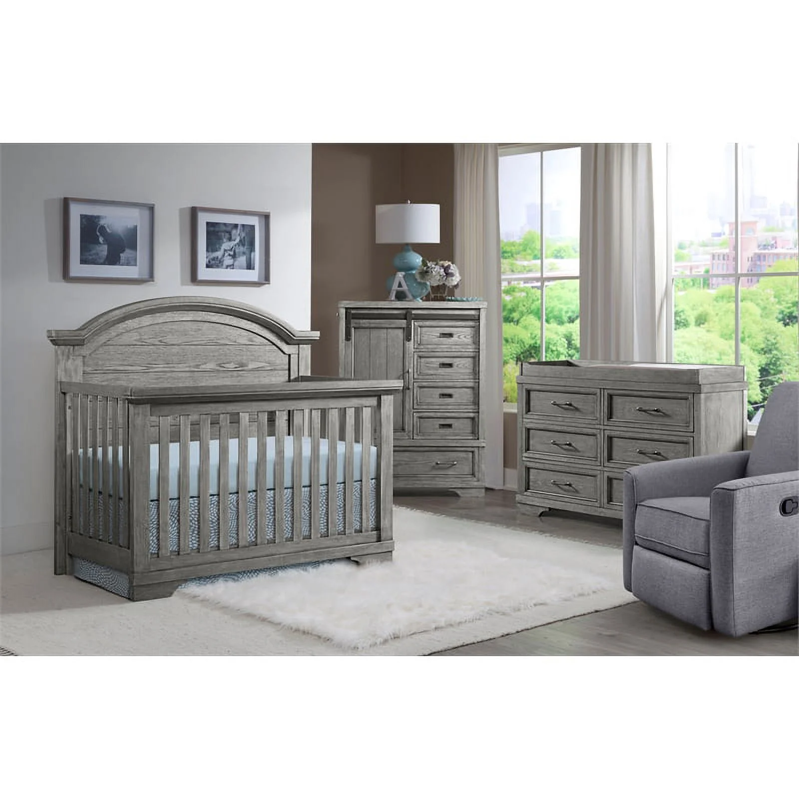 Westwood Design Foundry 6-Drawer Traditional Wood Dresser in Brushed Pewter