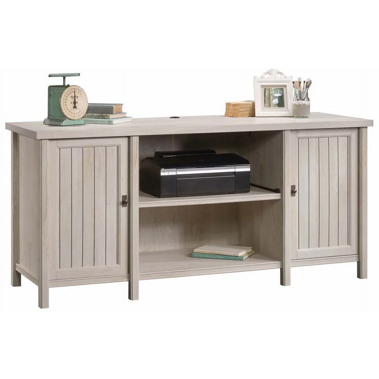 Sauder Costa Credenza with Hutch in Chalked Chestnut