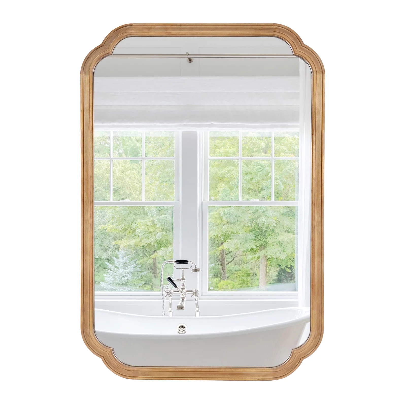 WallBeyond Wood Frame Rounded Corner Arch Wall Mirror for Bathroom 24