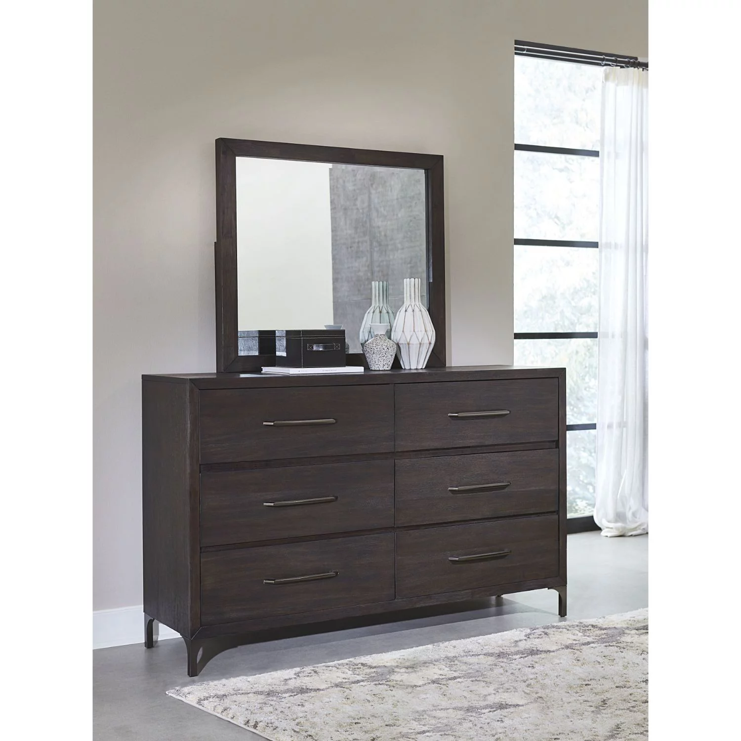 Modus Lucerne 2 PC Dresser & Mirror Set in Vintage Coffee