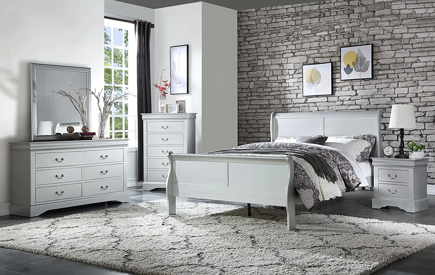 DAE 5-Piece Bedroom Set Bed, Dresser, Chest and 2 Nightstands