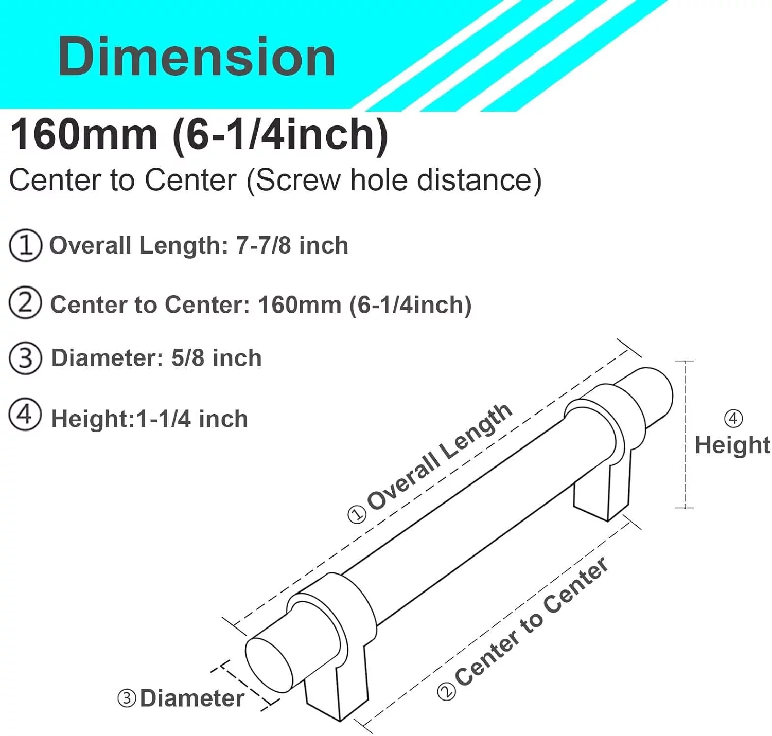 Modern Euro Bar Cabinet Handle Pull 304 Stainless Steel Kitchen Cabinet Drawer Dresser Hardware — 7-7/8