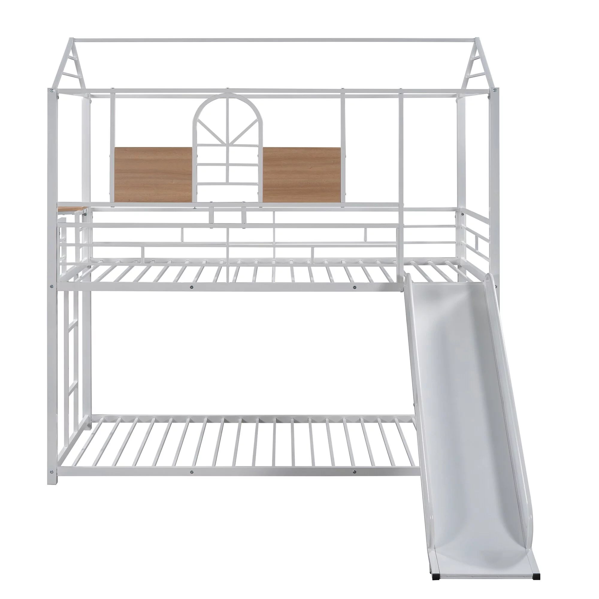 Home Adores, Inc. Juno Twin Over Twin Metal Bunk Bed With Slide White