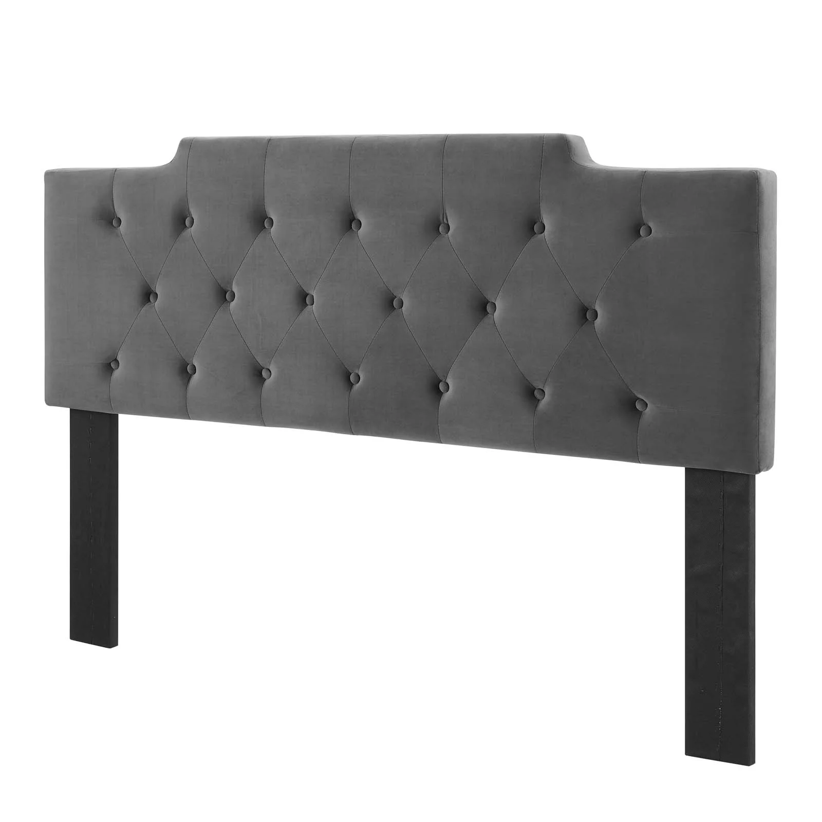 Tufted Headboard, Twin Size, Velvet, Dark Grey Gray, Modern Contemporary Urban Design, Bedroom Master Guest Suite