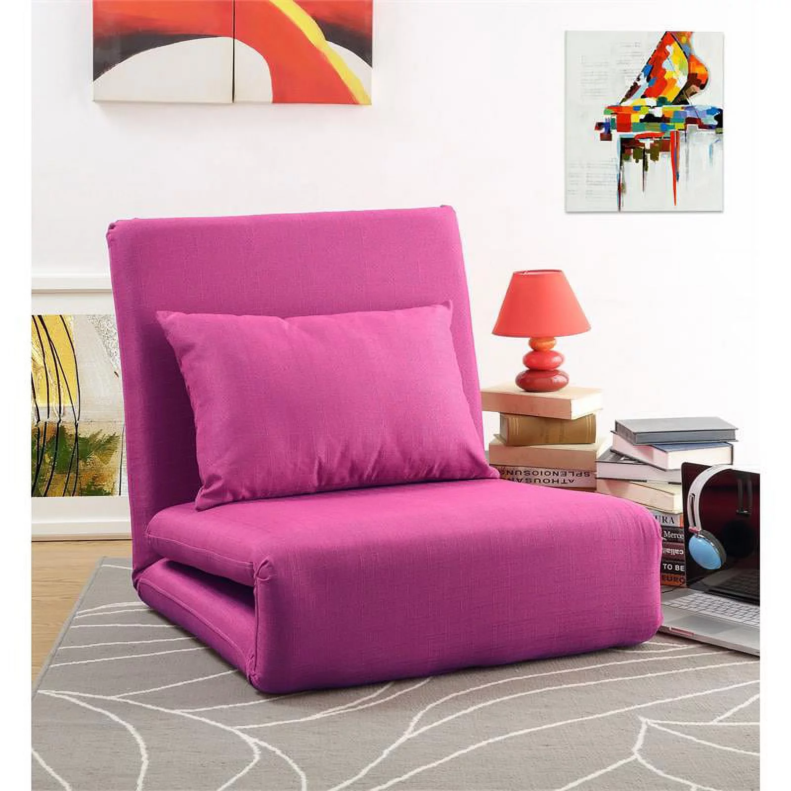 Relaxie Floor Chairs Pink Linen Sleeper Dorm Bed Couch Lounger Sofa