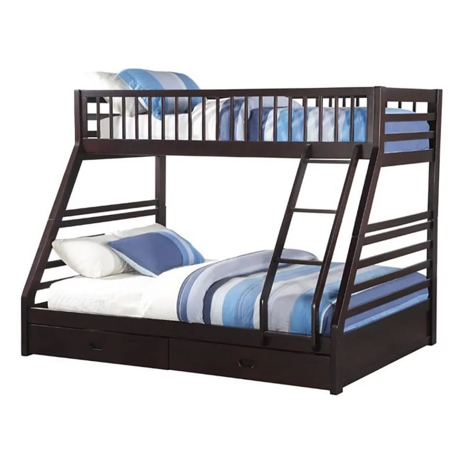 Pemberly Row Modern Wood XL Twin over Queen Bunk Bed in Espresso