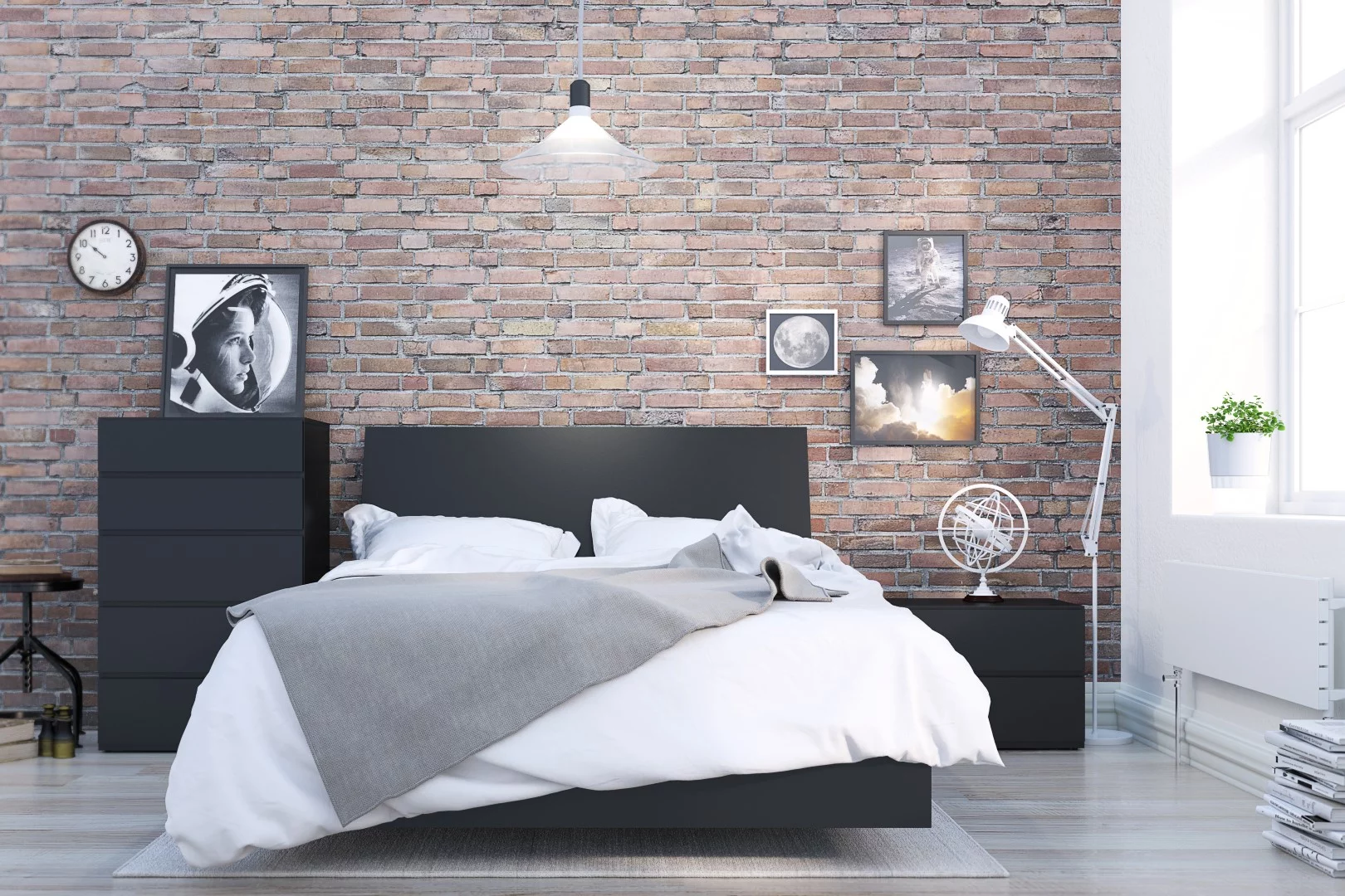 Nexera Full Size Platform Wood Bed Frame, Black