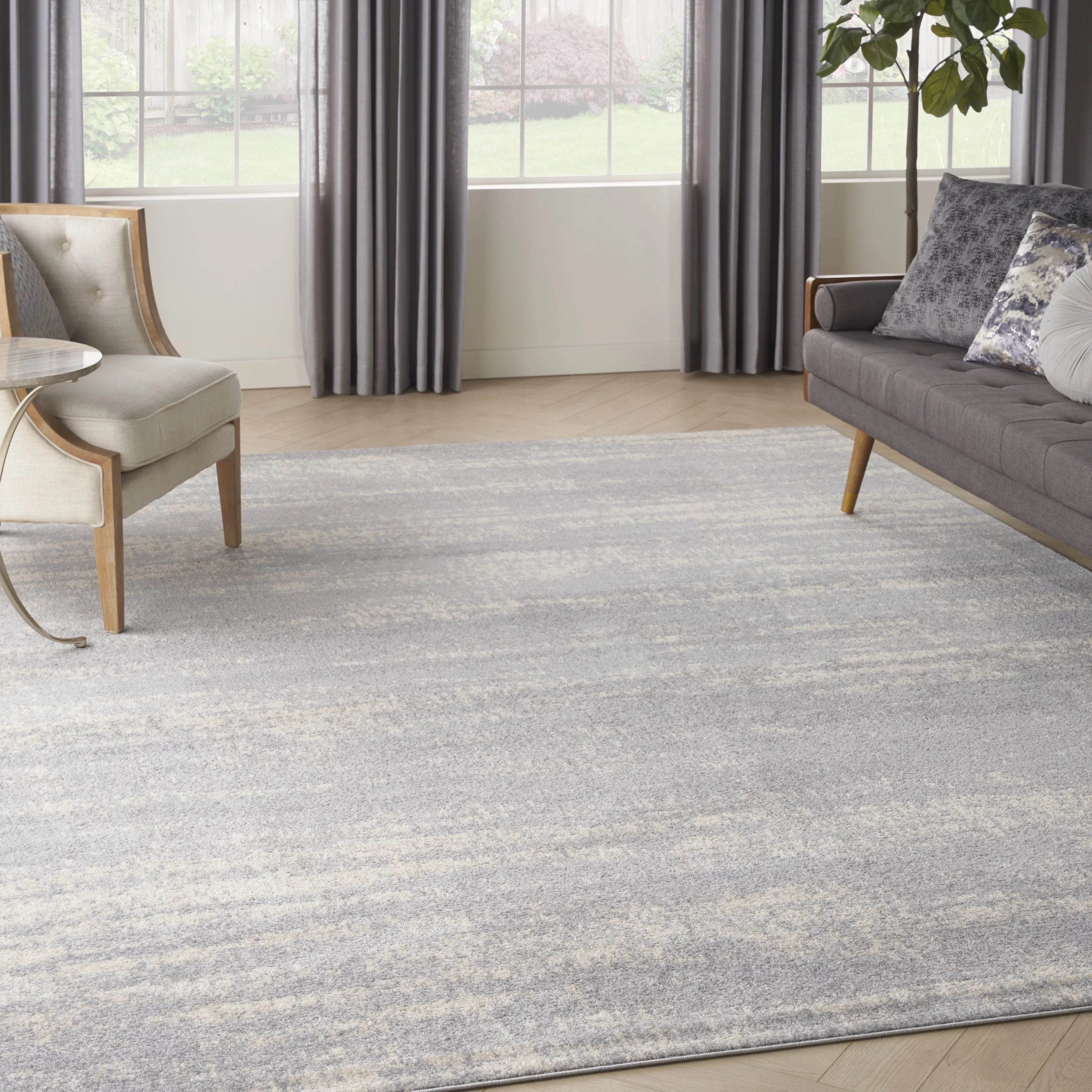 Nourison Essentials Indoor/Outdoor Grey/Beige 8' x 10' Area Rug, (8x10)
