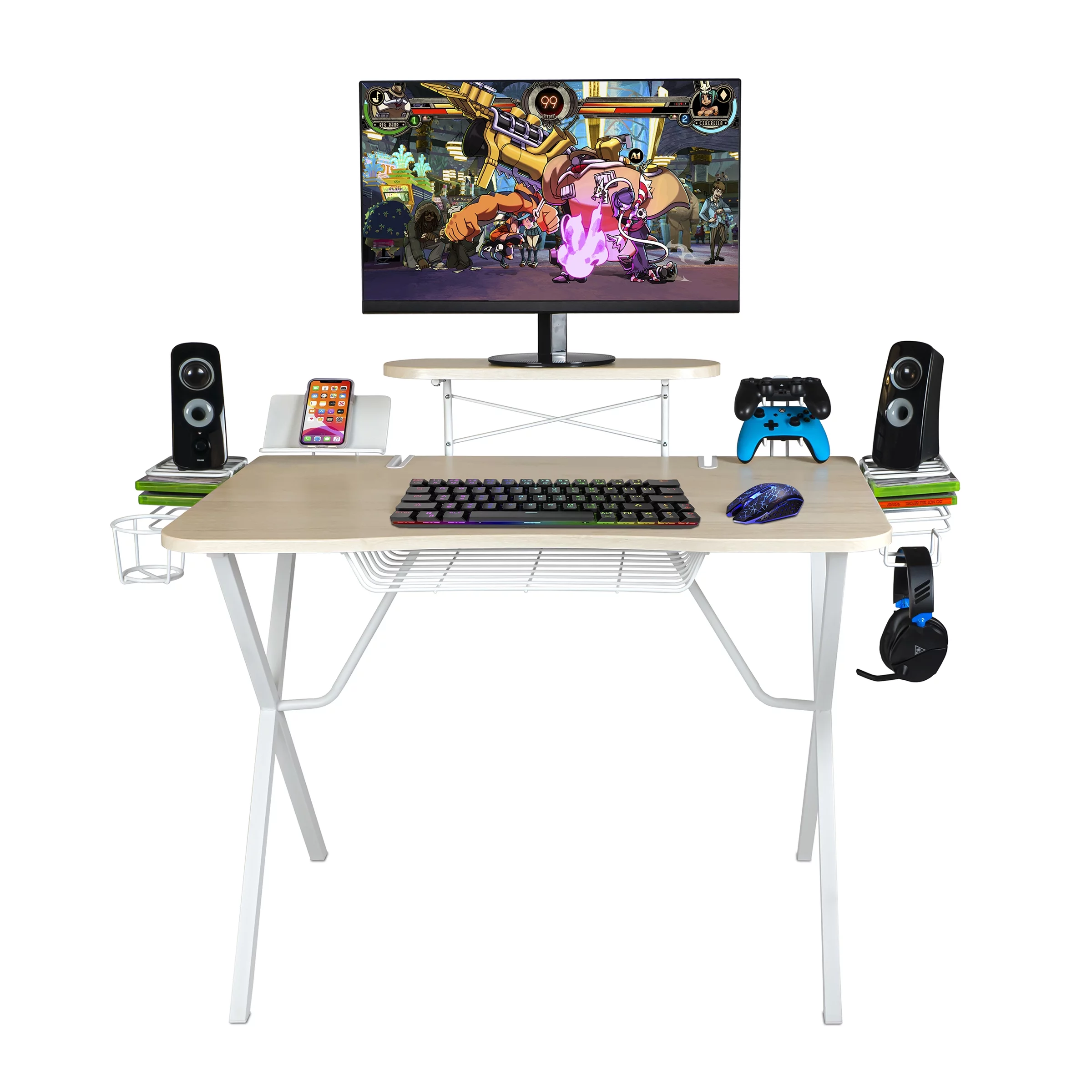 Atlantic Professional Gaming Desk Pro with Built-in Storage, Metal Accessory Holders and Cable Slots, 36