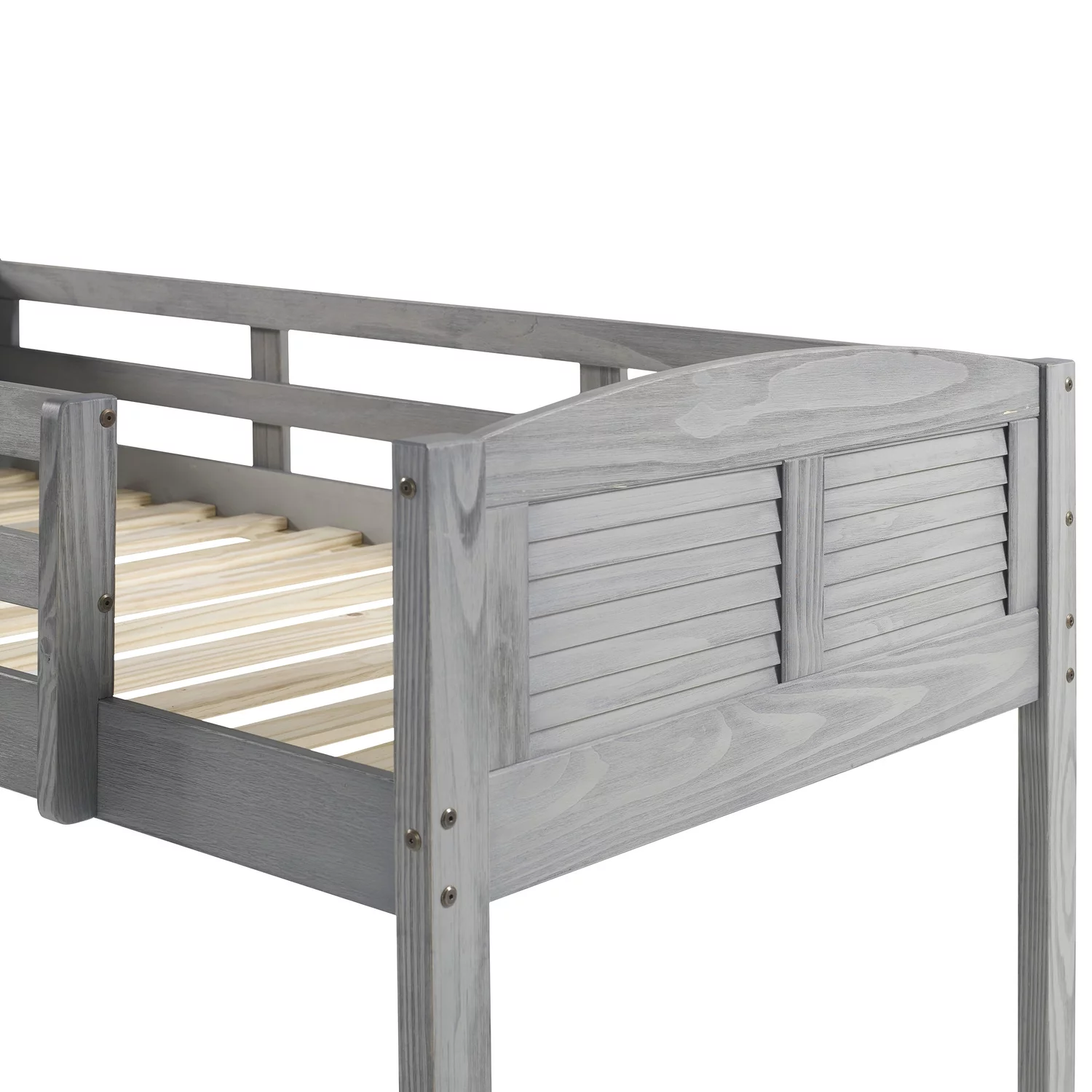 Naomi Home Hazel Wood Low Loft Bed with Step Ladder and Guard Rails for Boys Girls No Box Spring Needed Easy Assembly Children Wood Frame Loft Bed for Bedroom Guestroom