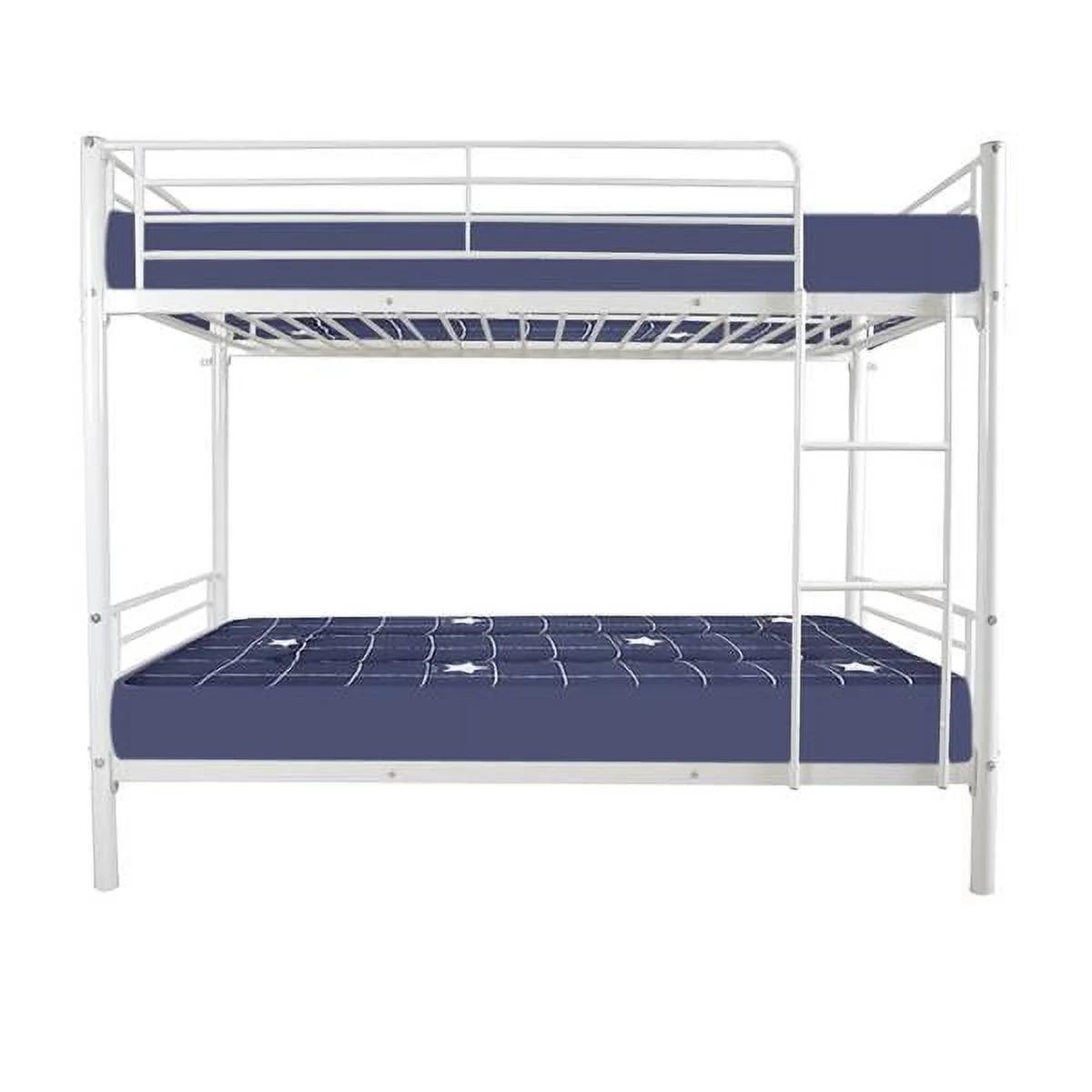 SYTHERS Twin Over Full Bunk Bed with Ladder & Full Length Guardrail, Space-Saving Twin Size Bed Frame for Kids Teens, White