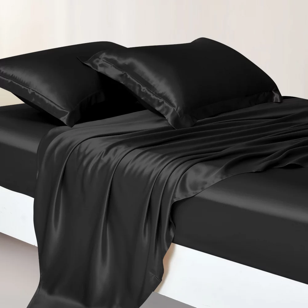 THXSILK 22 Momme Silk Bedding Sheet Set with Sham Pillowcases (4pcs)