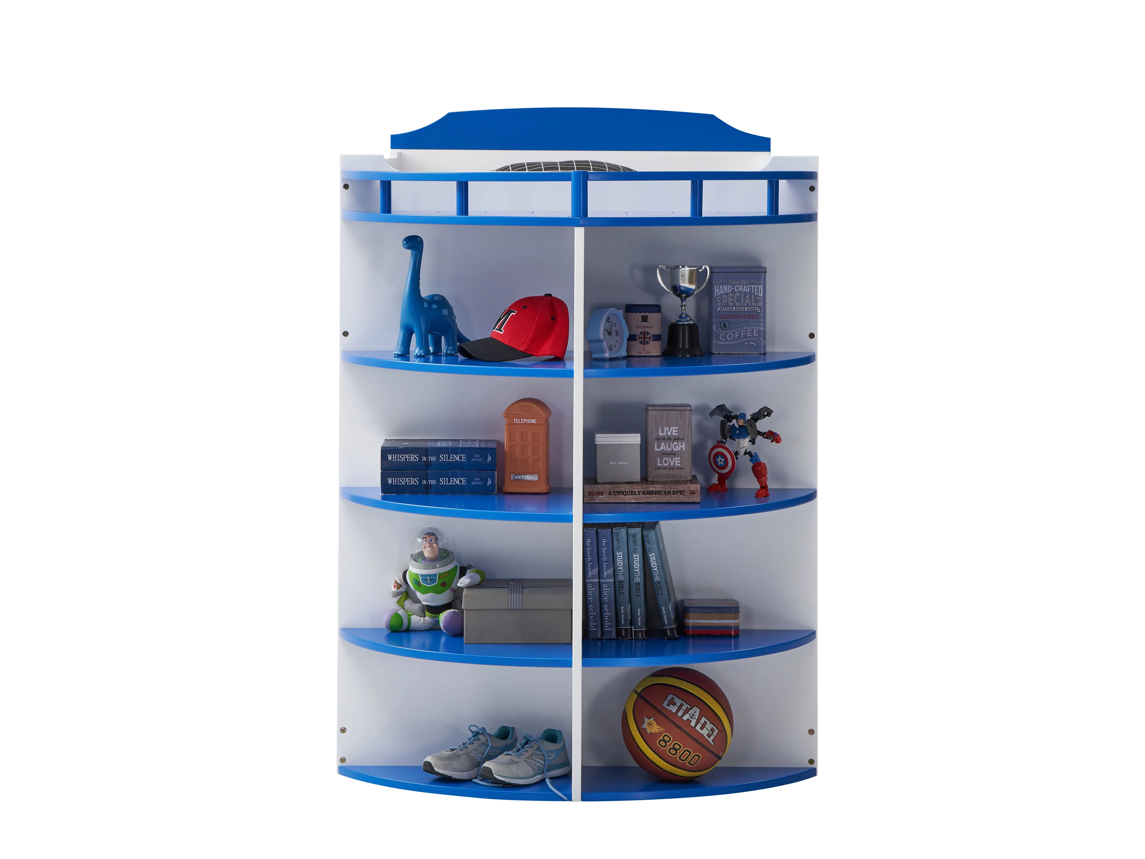 CoSoTower Twin/Twin Bunk Bed W/Storage Shelves in Sky Blue Finish