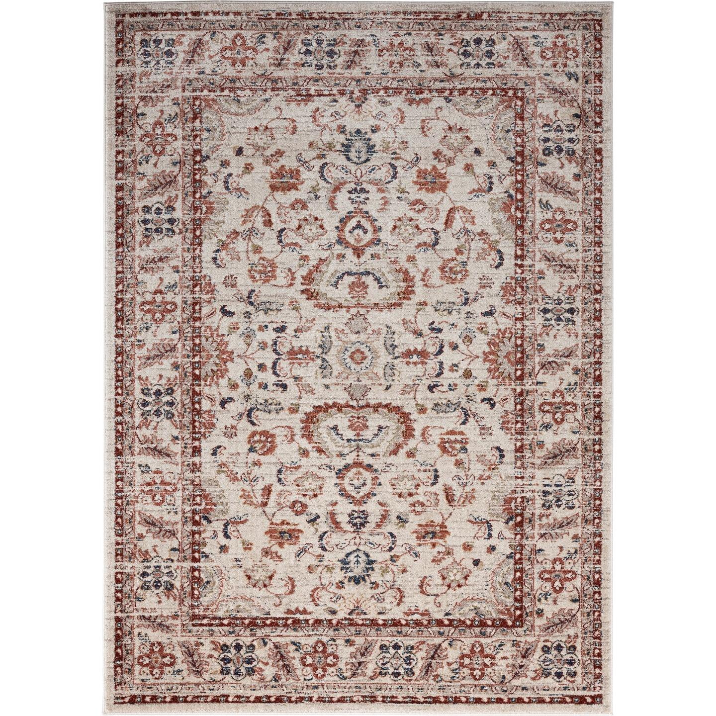 Luxe Weavers Oriental Cream 5x7 Area Rug Non-Shedding Floral Carpet