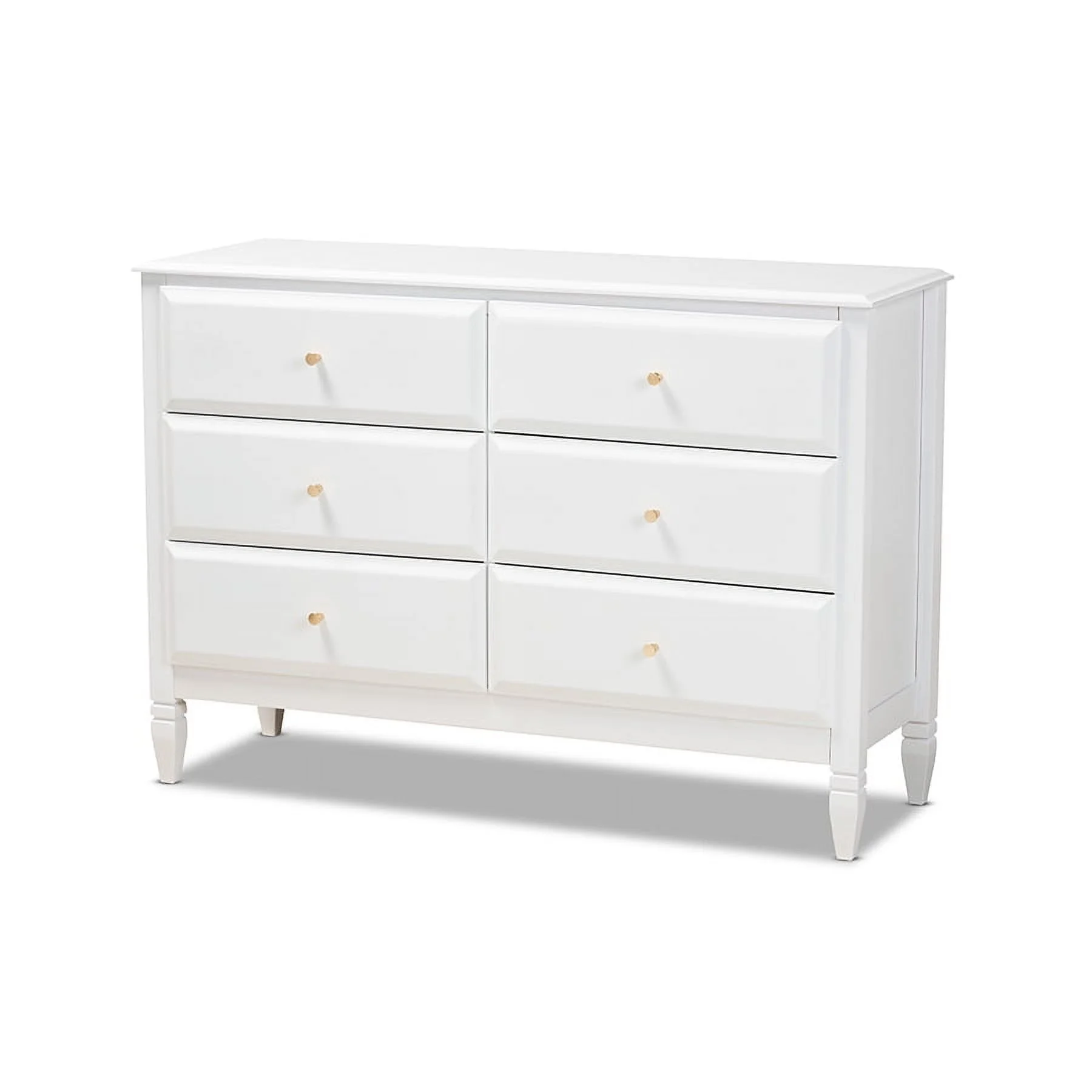 Baxton Studio Naomi Classic and Transitional White Finished Wood 6-Drawer Bedroom Dresser