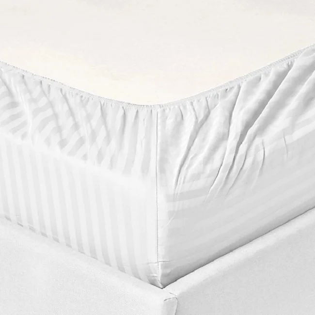 Hotel Luxurious 1200 Thread Count 100% Egyptain Cotton 4-Piece Deep Pocket Stripe Sheet Set (California King, White)