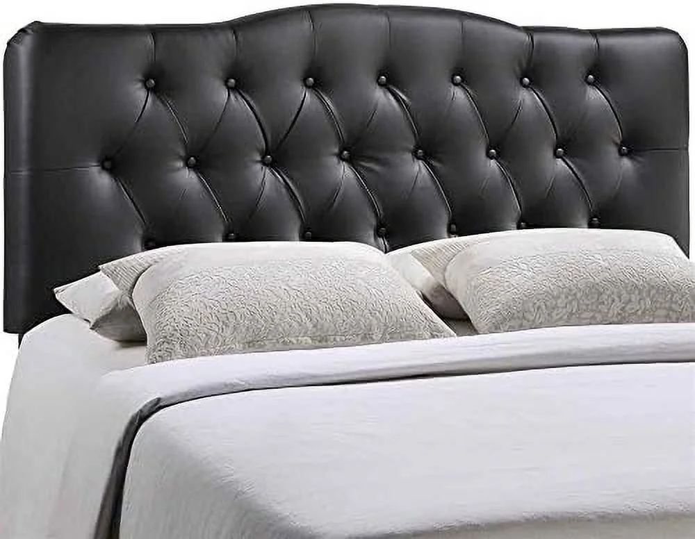 HBBOOMLIFE Annabel Tufted Button Faux Leather Upholstered Full Headboard in White