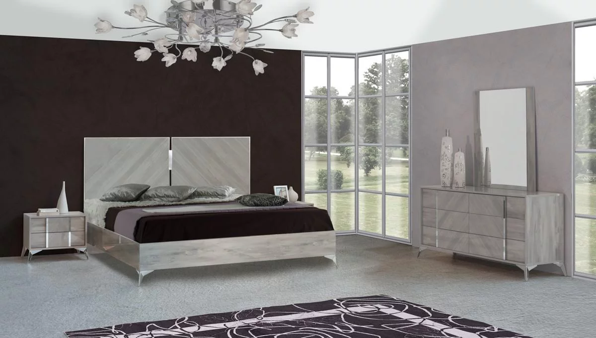 Premium Italian Modern Grey King Size Bedroom Set 5Pcs VIG Nova Domus Alexa
