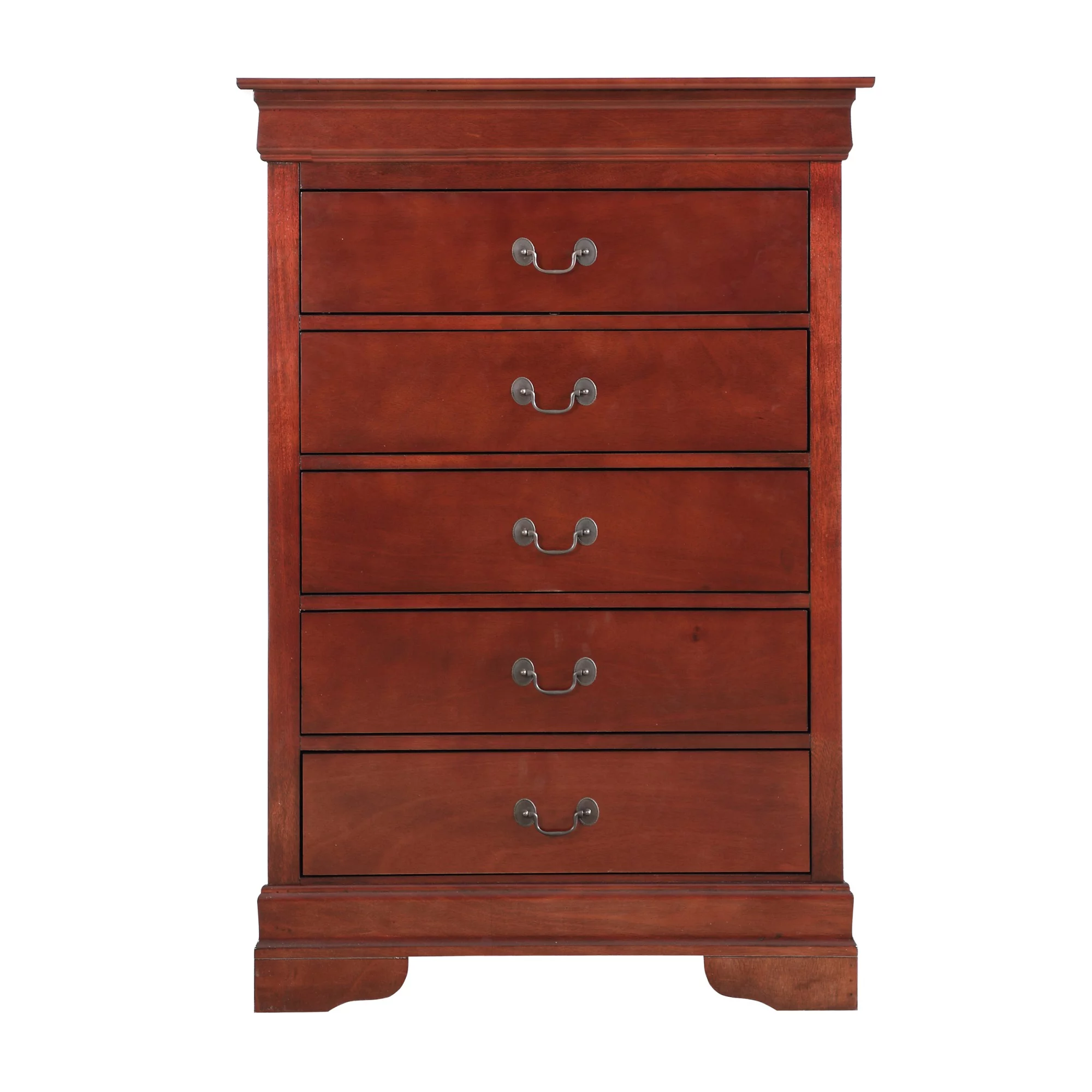 Passion Furniture  33 x 18 x 48 in. Louis Phillipe 5 Drawer Chest, Cherry